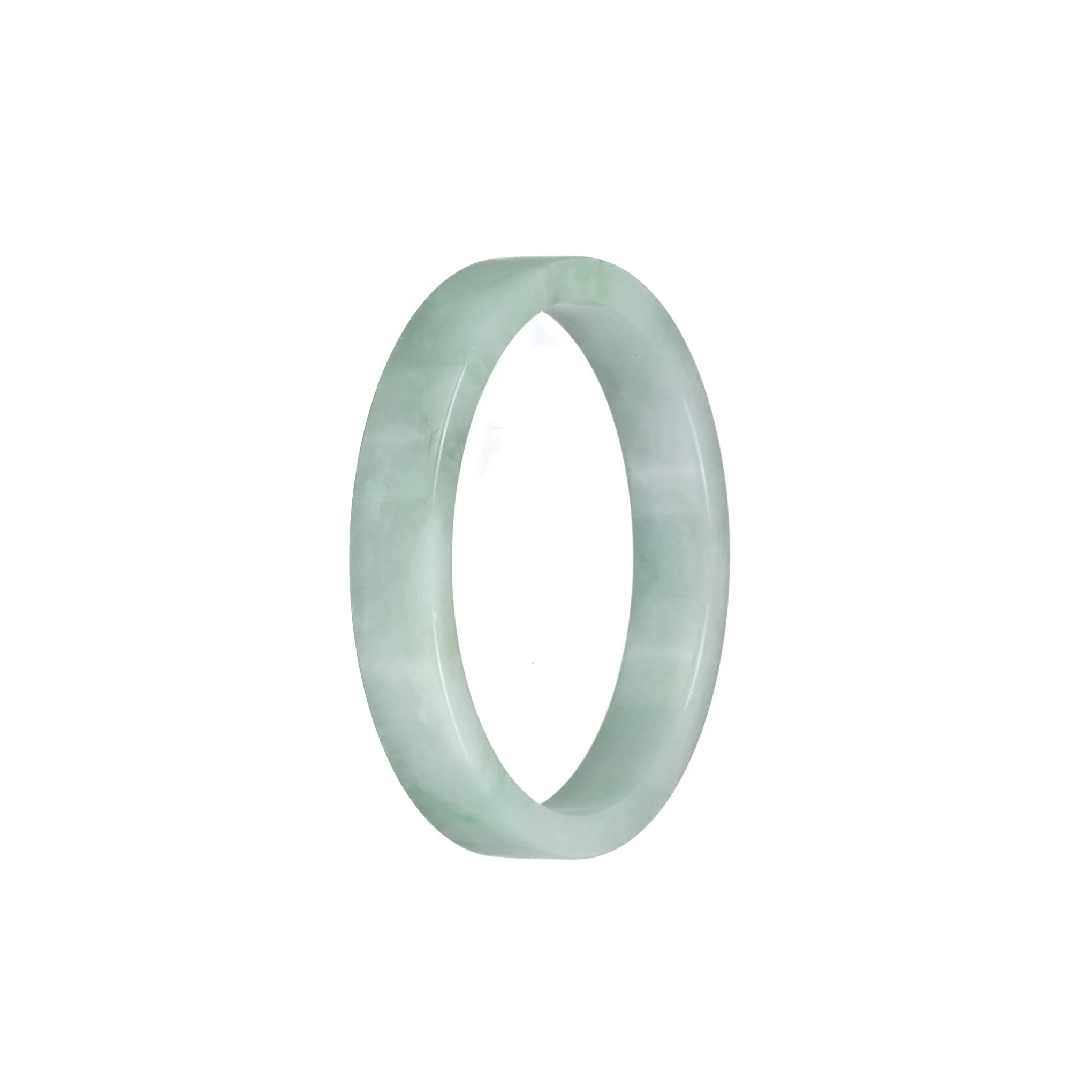 Authentic Type A Green Pattern Burma Jade Bangle - 52mm Flat - Image 3