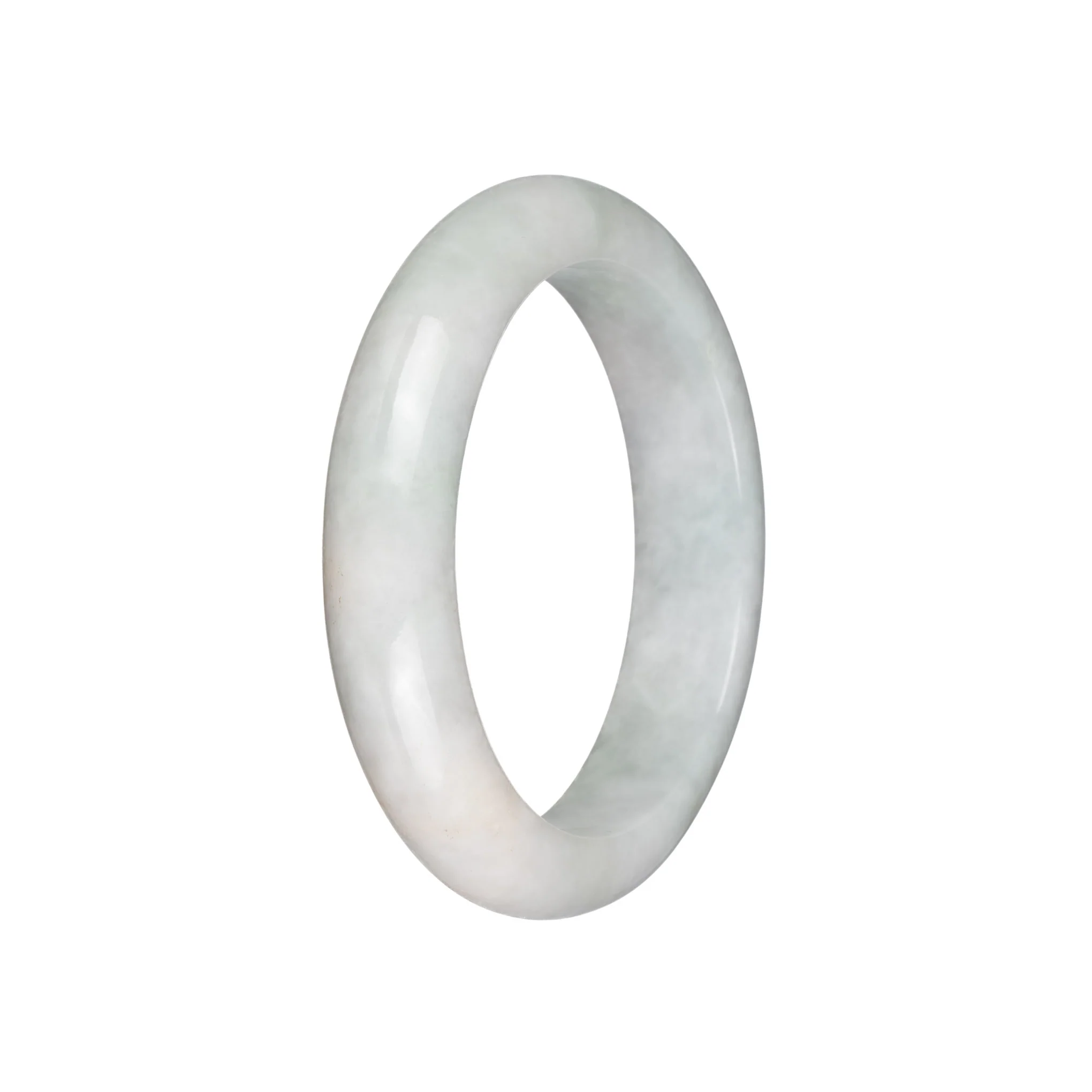 Authentic Type A Light Green with White Burma Jade Bangle Bracelet - 58mm Half Moon - Image 2