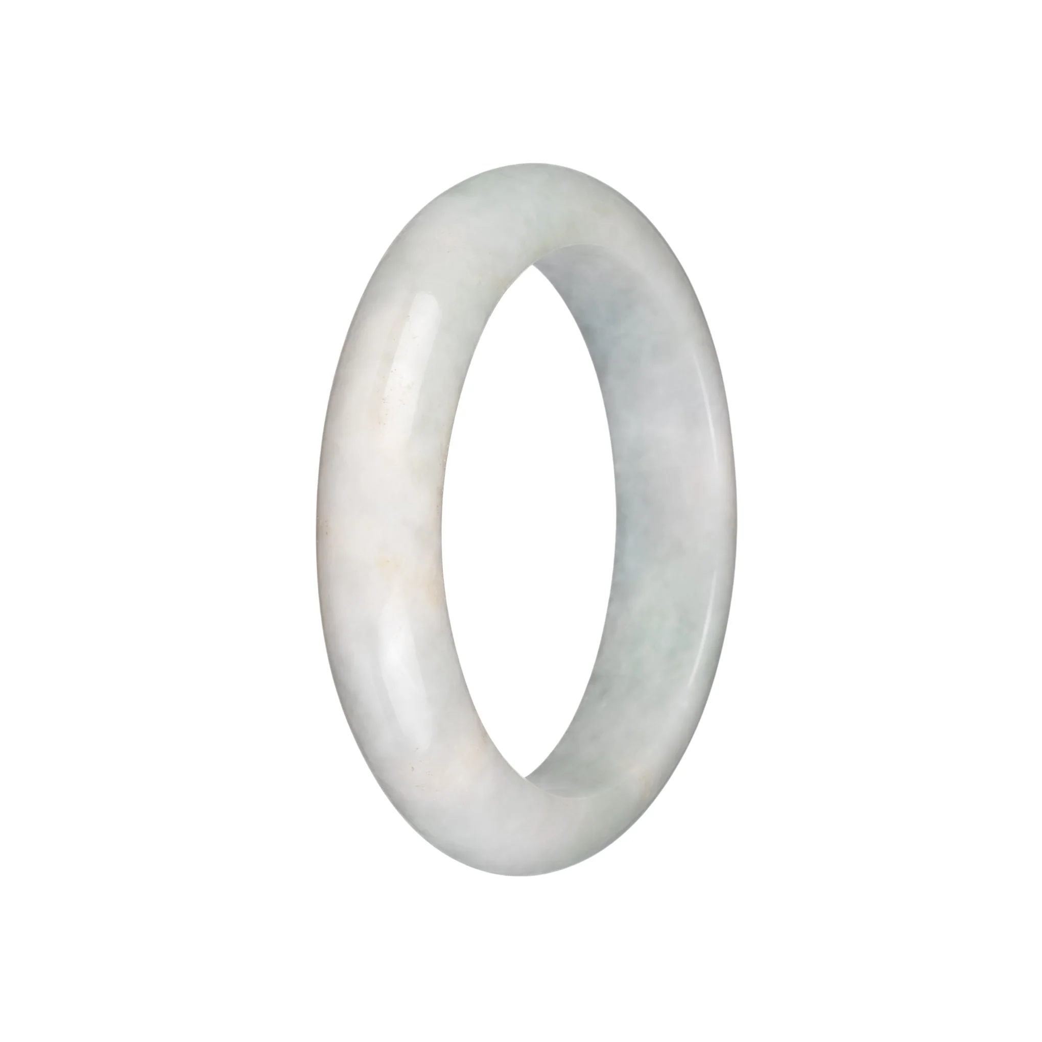 Authentic Type A Light Green with White Burma Jade Bangle Bracelet - 58mm Half Moon - Image 3