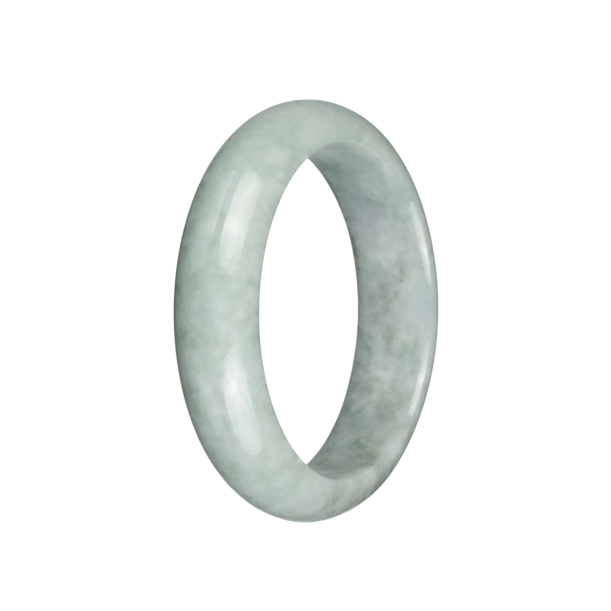 Authentic Type A Light Grey and Pale Green Burma Jade Bangle Bracelet - 58mm Half Moon - Image 3