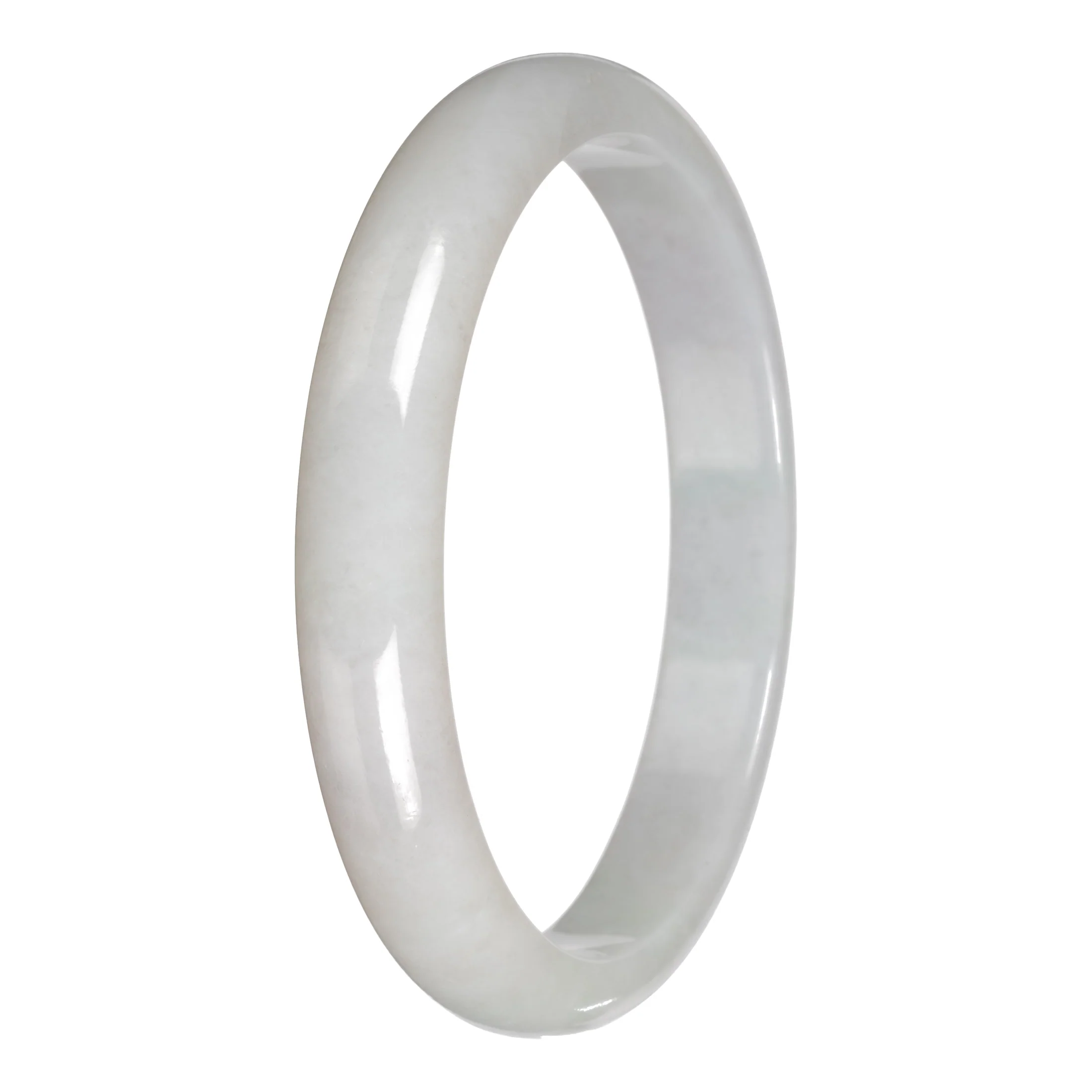 Authentic White Traditional Jade Bangle - 78mm Half Moon
