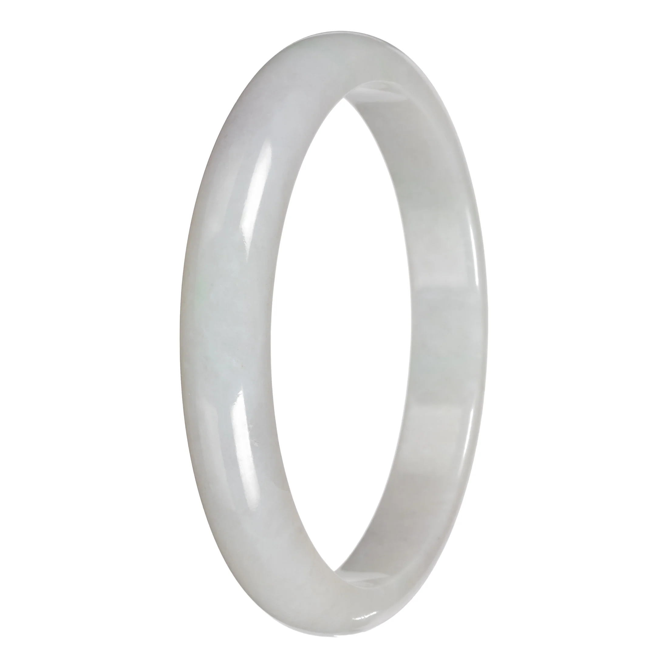 Authentic White Traditional Jade Bangle - 78mm Half Moon - Image 2
