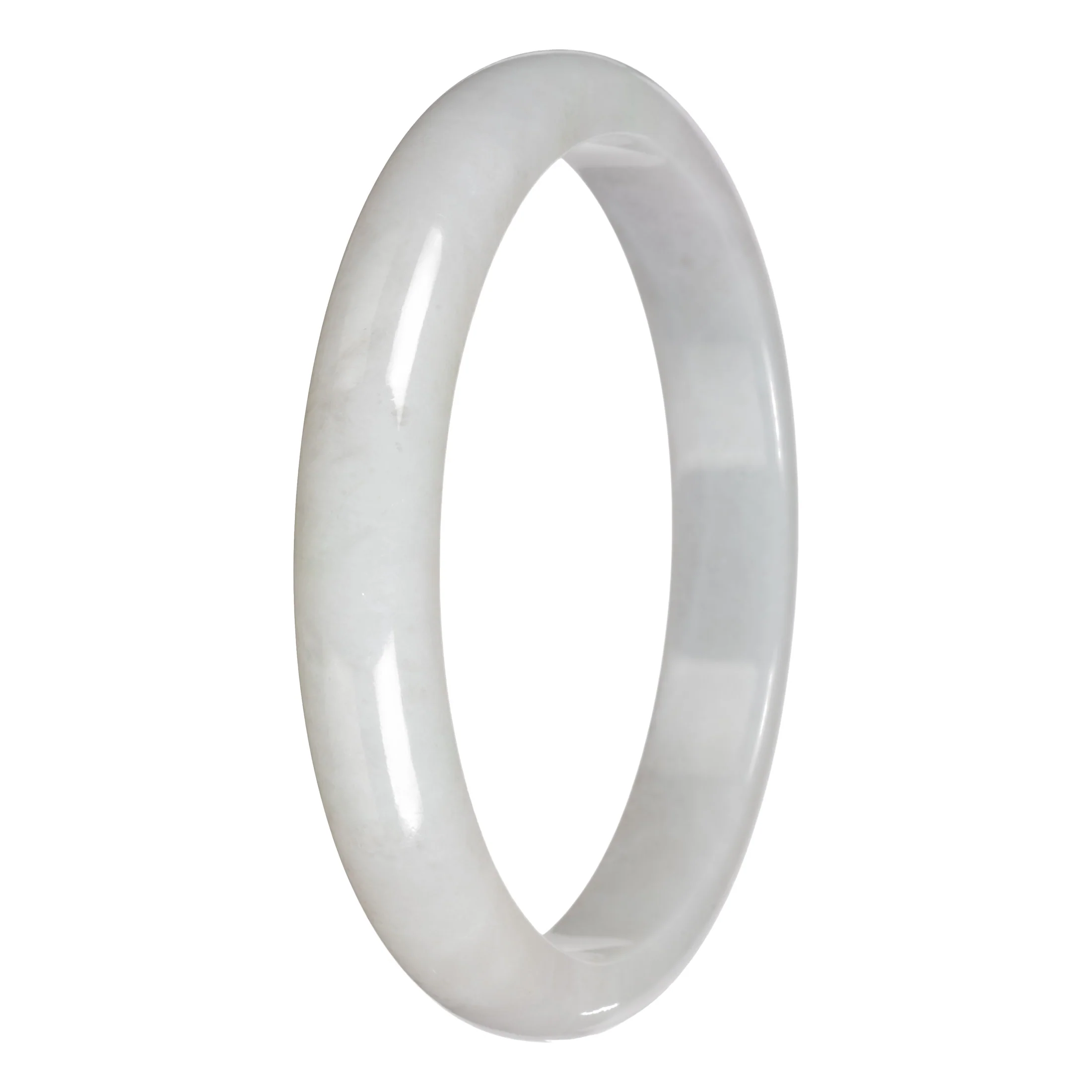 Authentic White Traditional Jade Bangle - 78mm Half Moon - Image 3