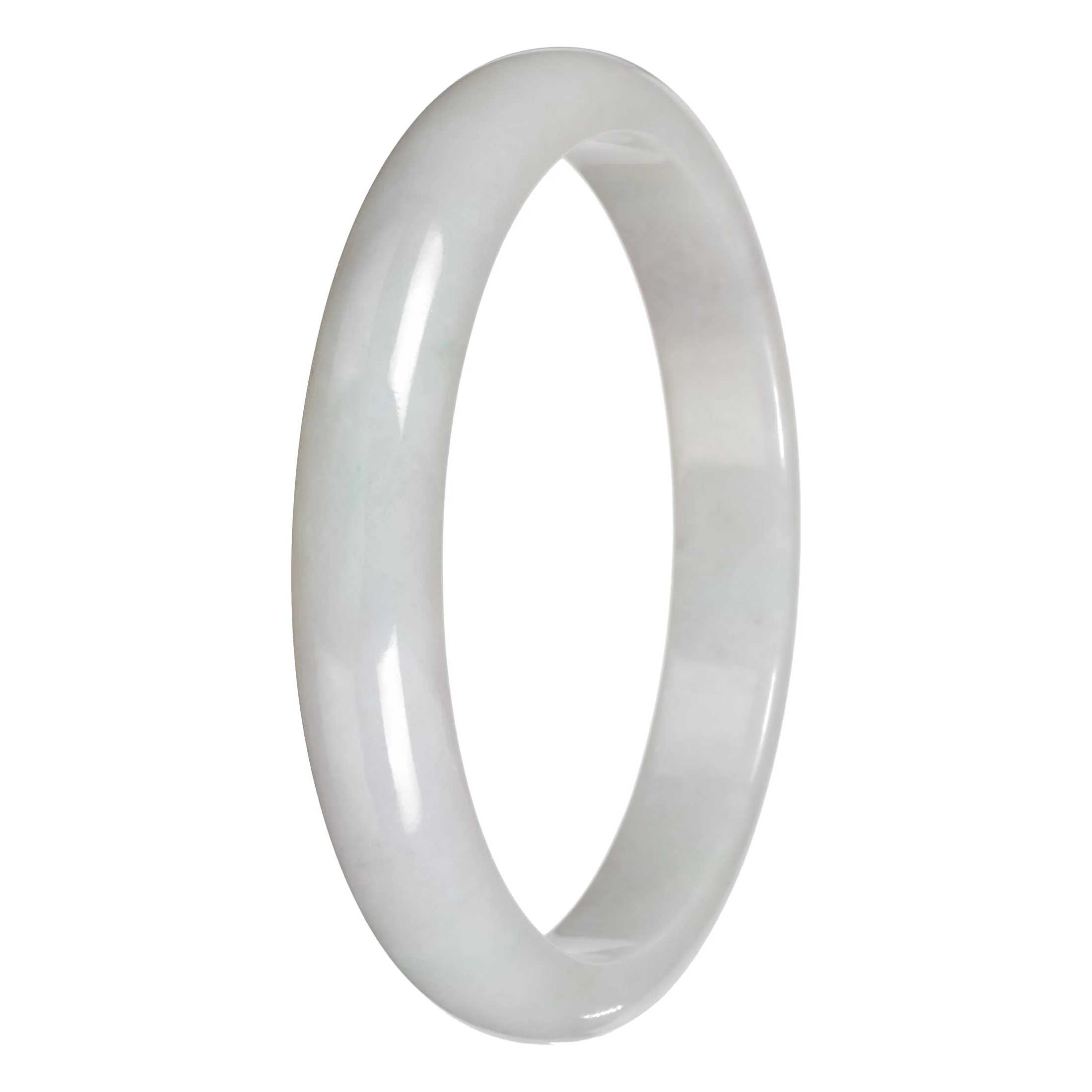 Authentic White Traditional Jade Bangle - 78mm Half Moon - Image 4