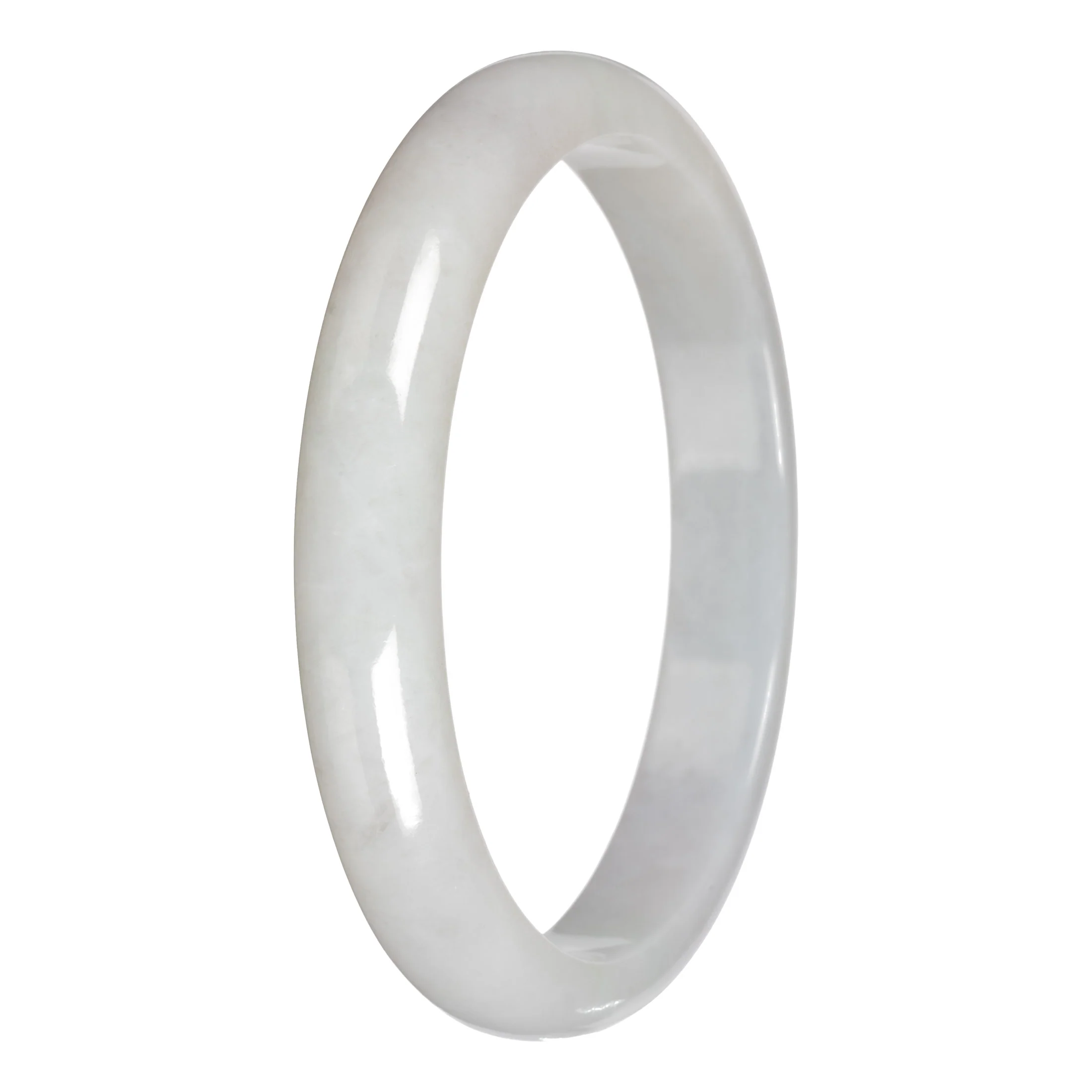Authentic White Traditional Jade Bangle - 78mm Half Moon - Image 5