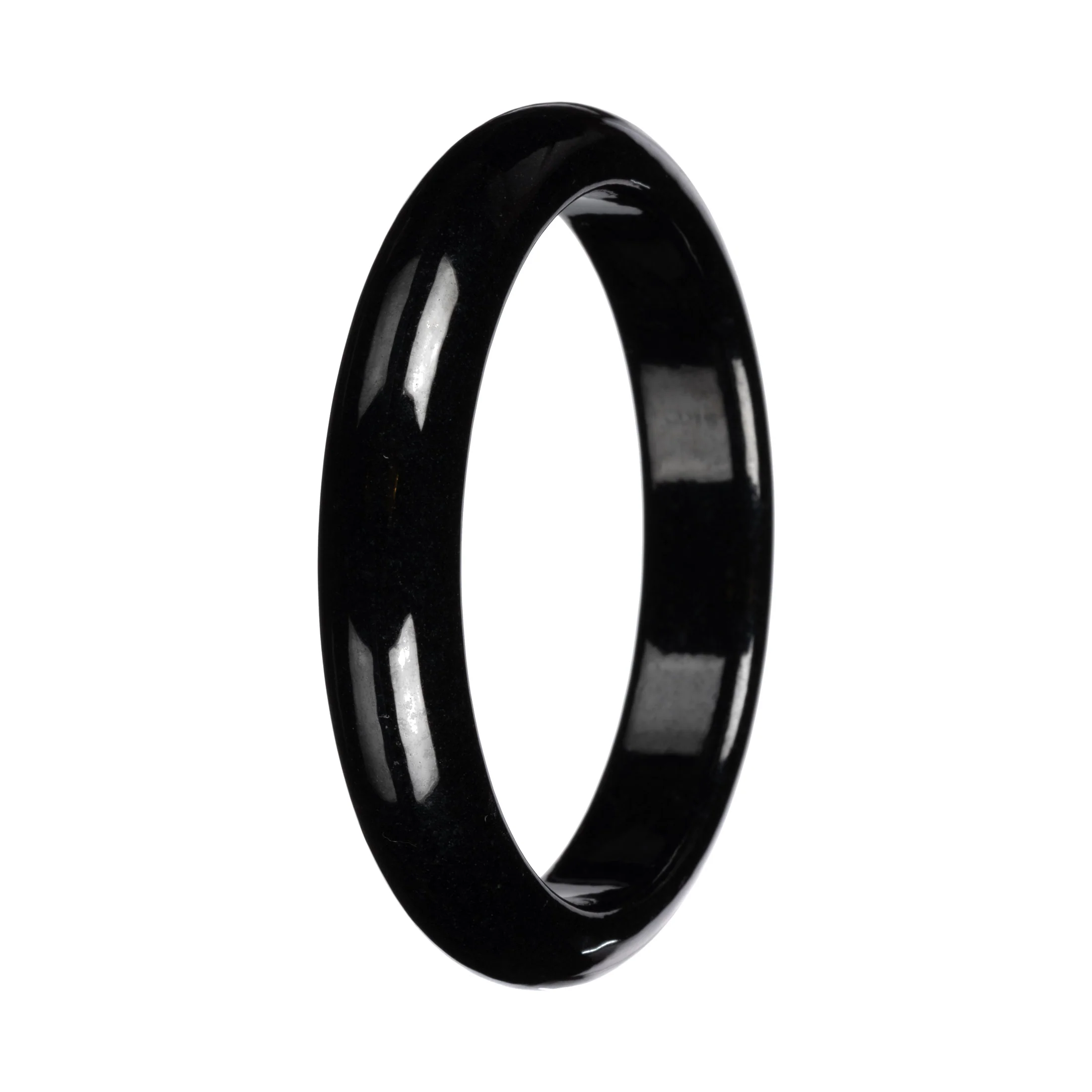 Black Jade Bangle Bracelet – 'The Midnight' Half Moon (54mm–61mm) - Image 2