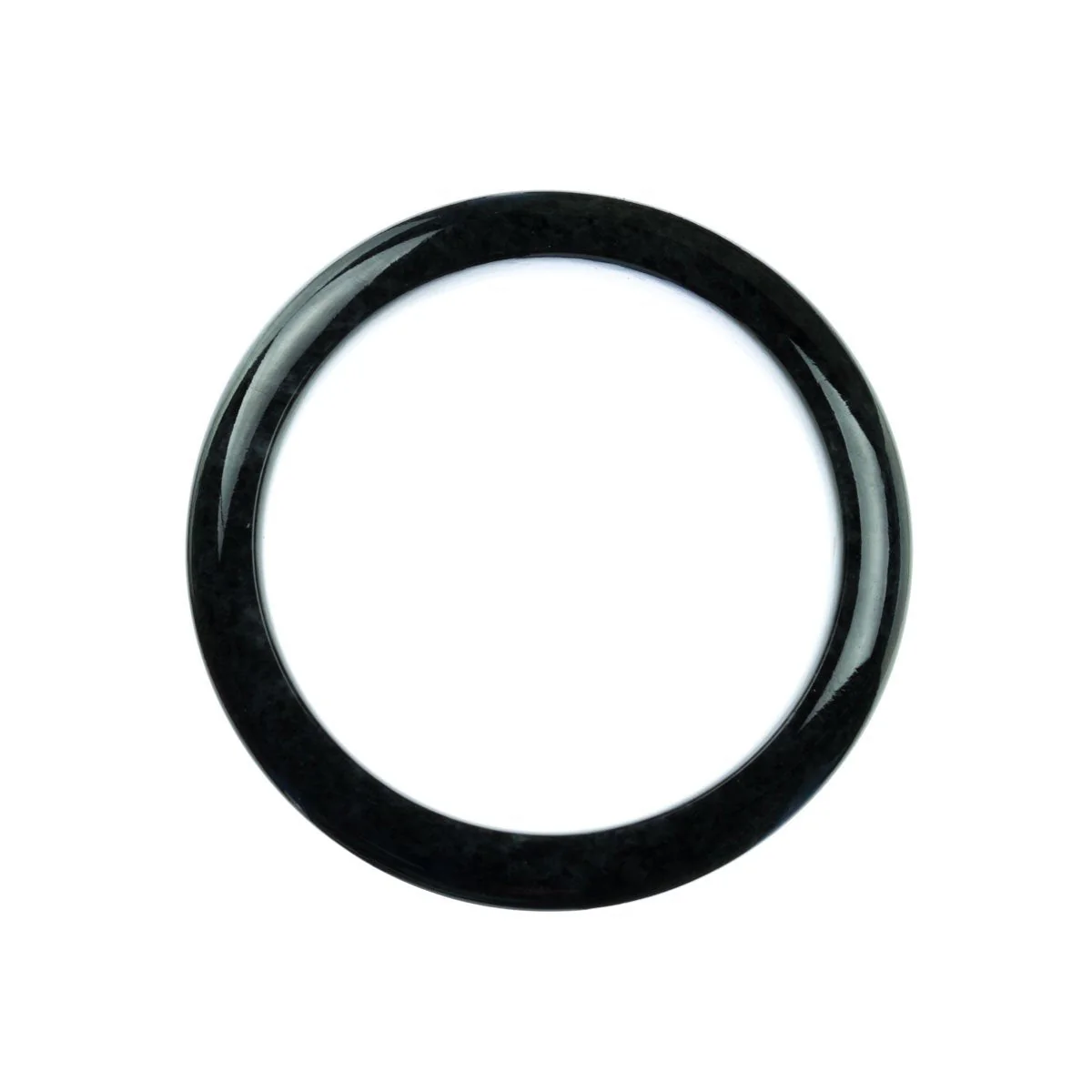 Authentic Natural Black Burma Jade Bangle - 59mm Half Moon - Image 3