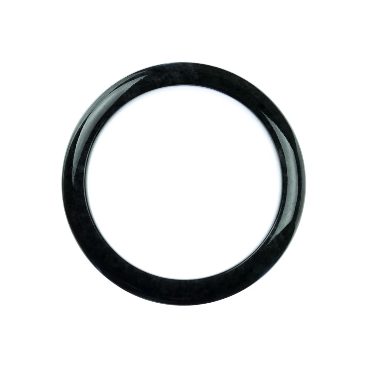 Authentic Natural Black Burma Jade Bangle - 59mm Half Moon - Image 4