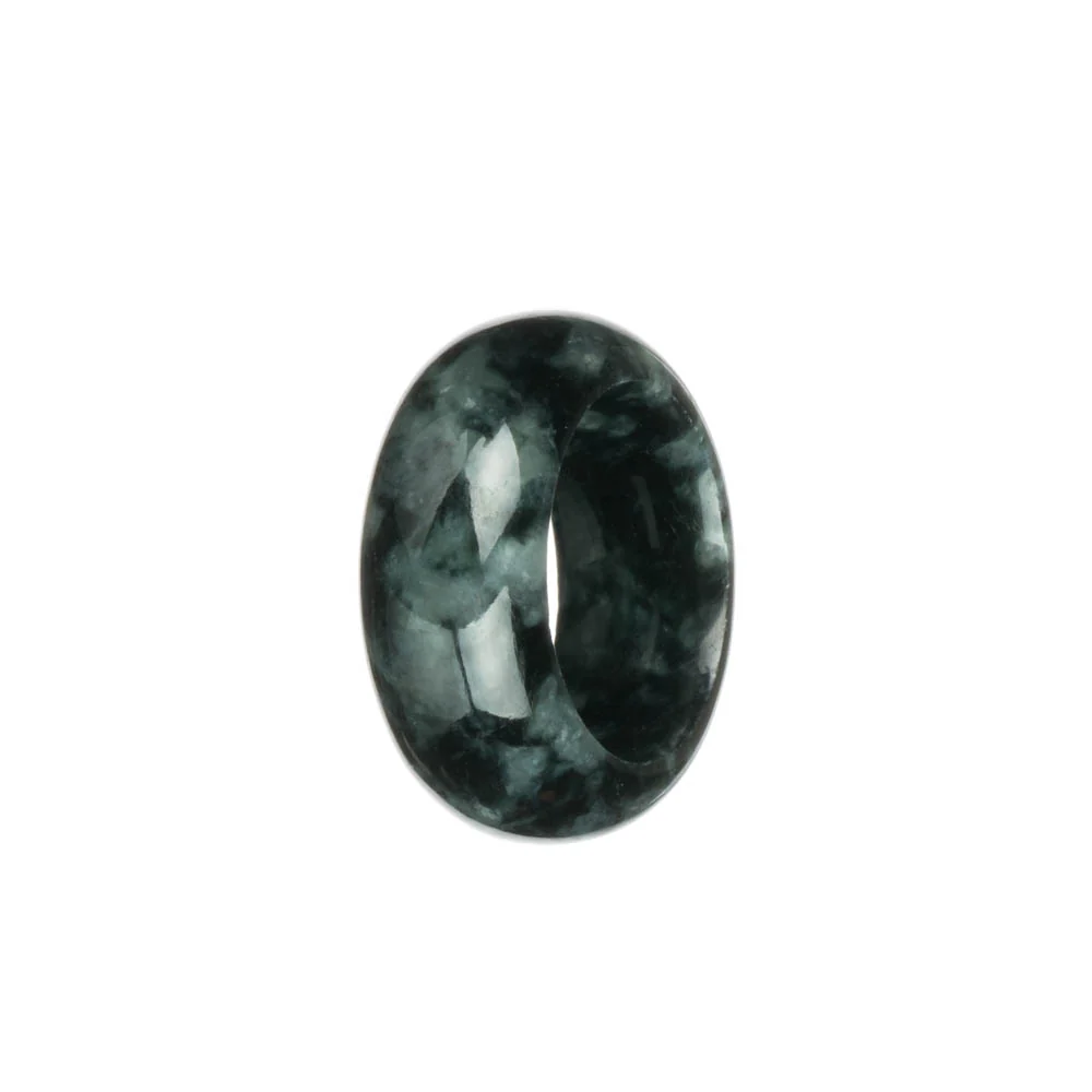 Authentic Black with Grey Burma Jade Ring - US 11 - Image 3