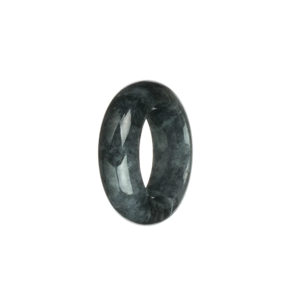 Authentic Black with Grey Burmese Jade Band - US 11.5 - Image 3