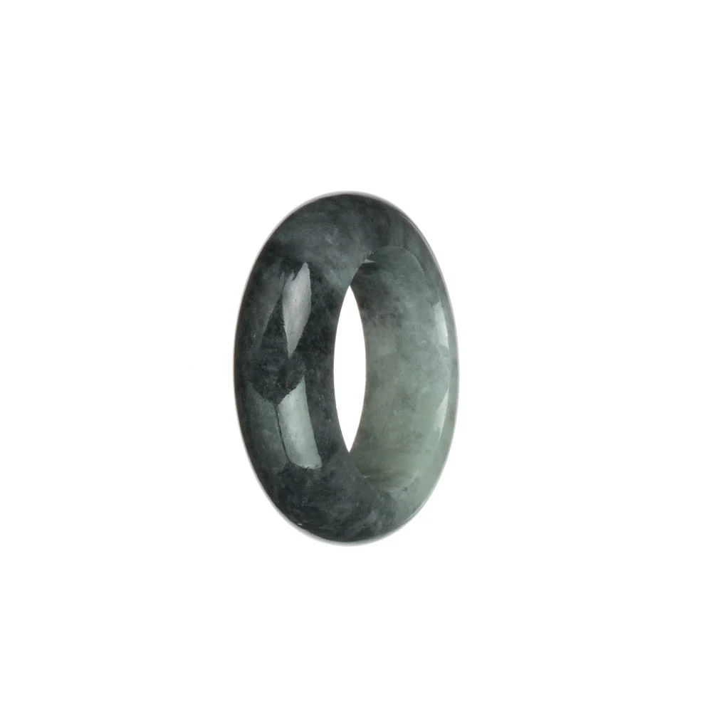 Real Black with Light Grey Burmese Jade Ring - US 11.5 - Image 3