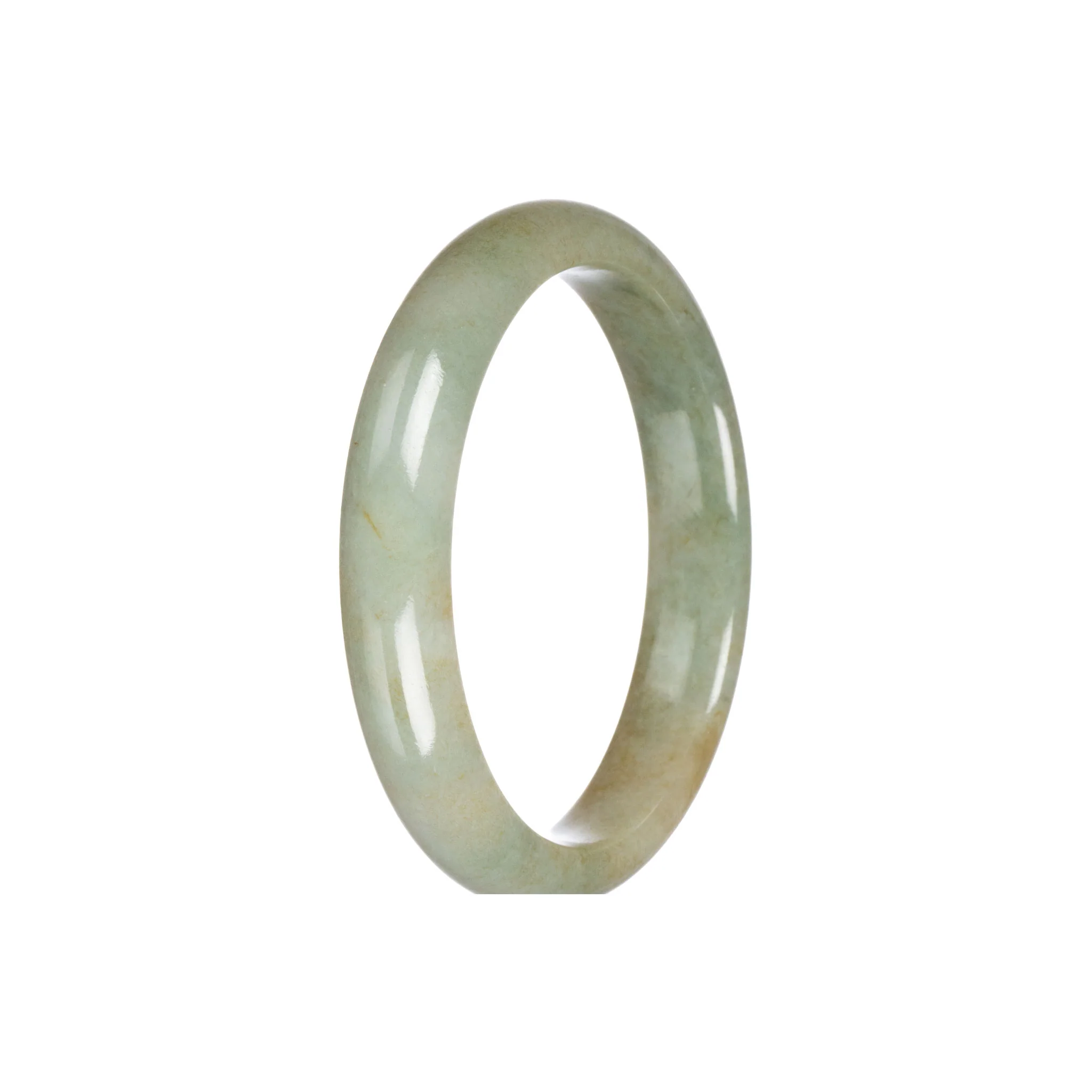 Authentic Grade A Brownish Green Burmese Jade Bangle Bracelet - 56mm Semi Round - Image 5