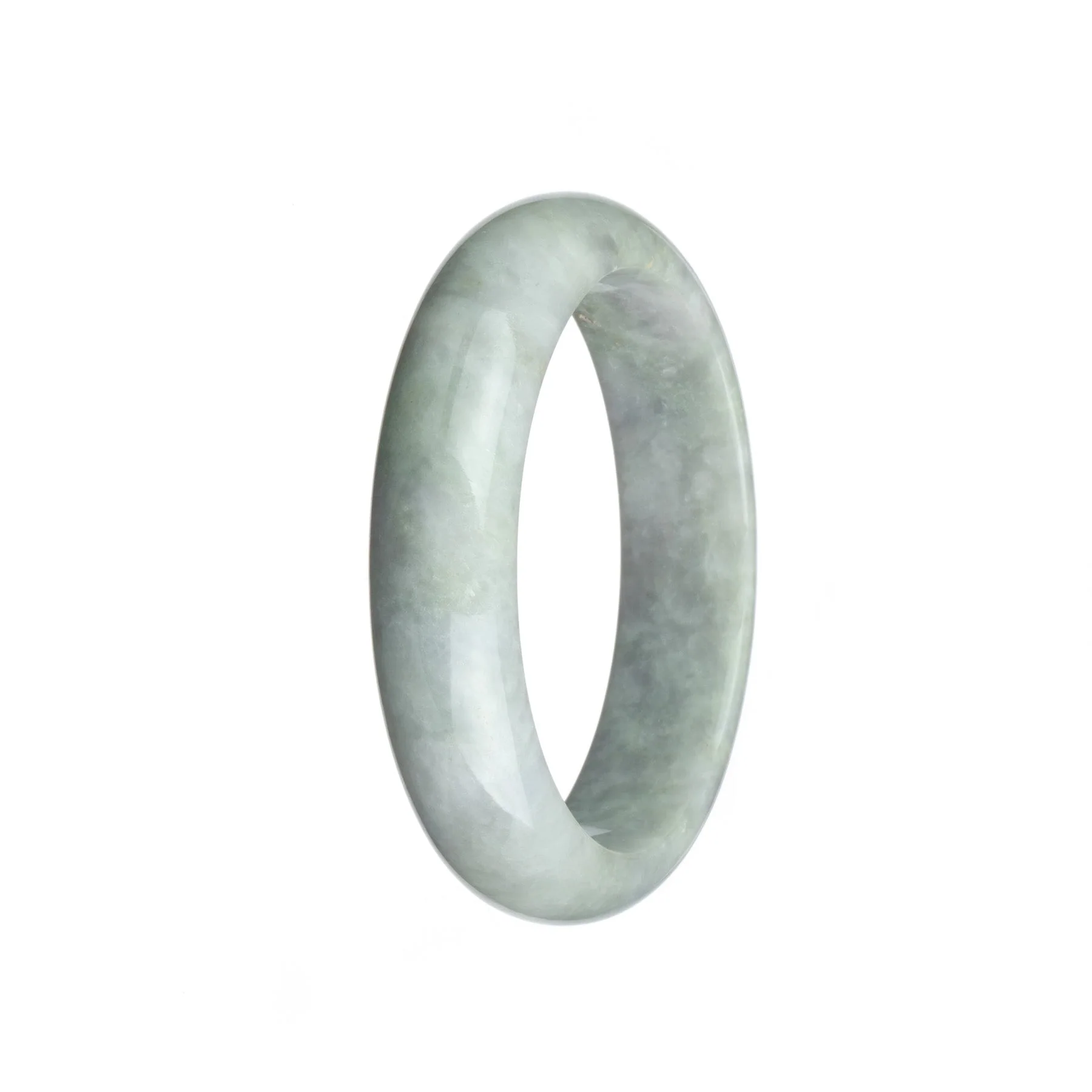 Genuine Untreated Lavender Traditional Jade Bangle Bracelet - 58mm Half Moon - Image 2