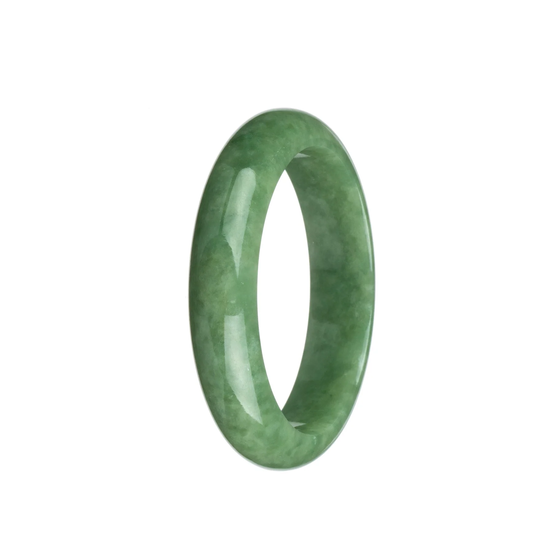 Certified Grade A Green Jadeite Jade Bangle - 57mm Half Moon - Image 3