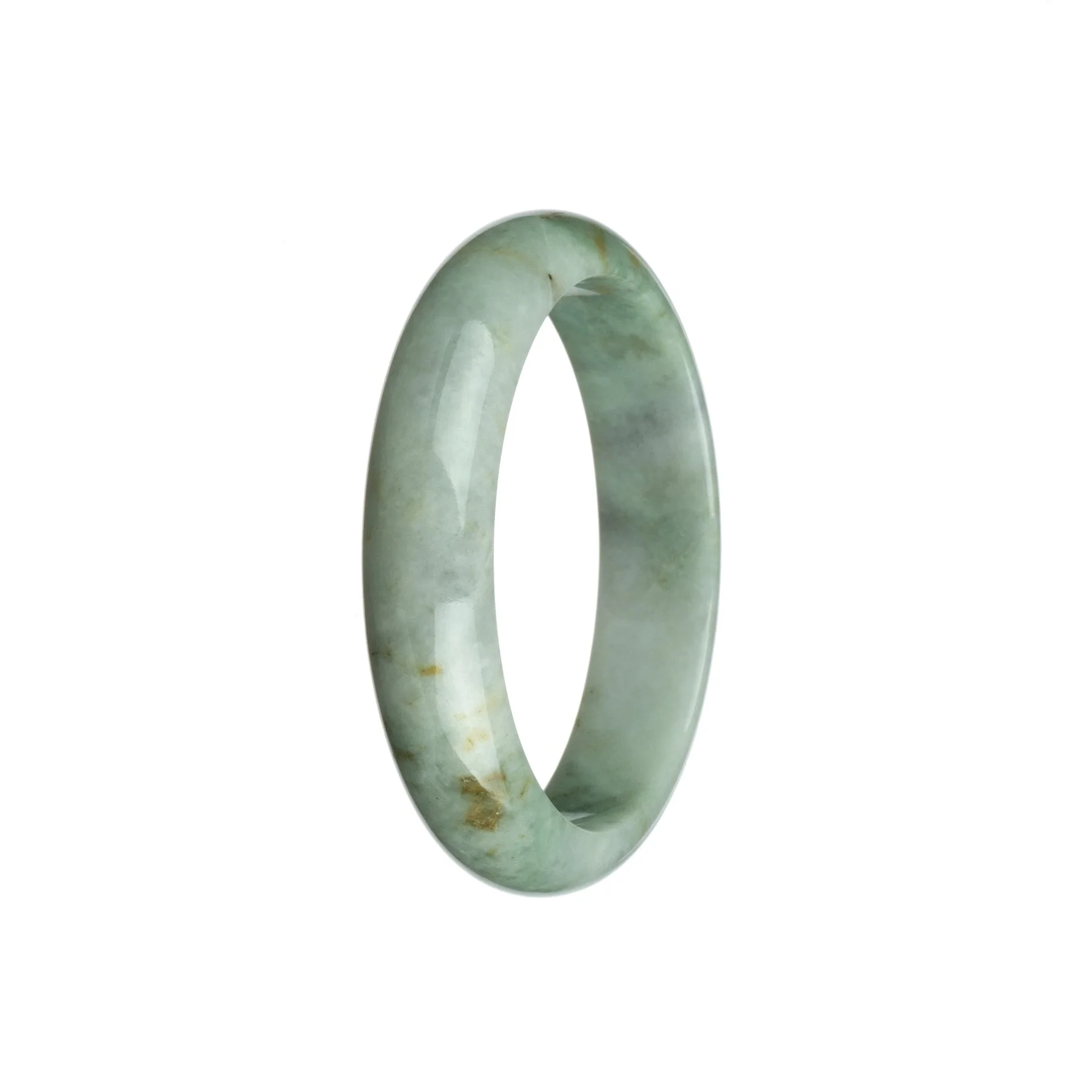 Genuine Natural Green with White Traditional Jade Bracelet - 56mm Half Moon - Image 3