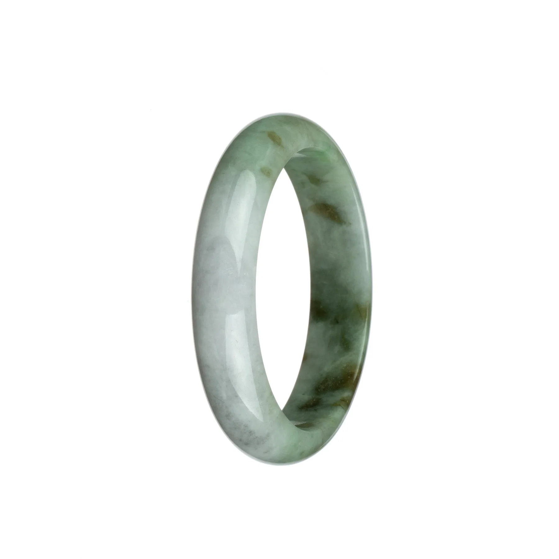 Real Grade A White with Green Burmese Jade Bangle - 56mm Half Moon - Image 2