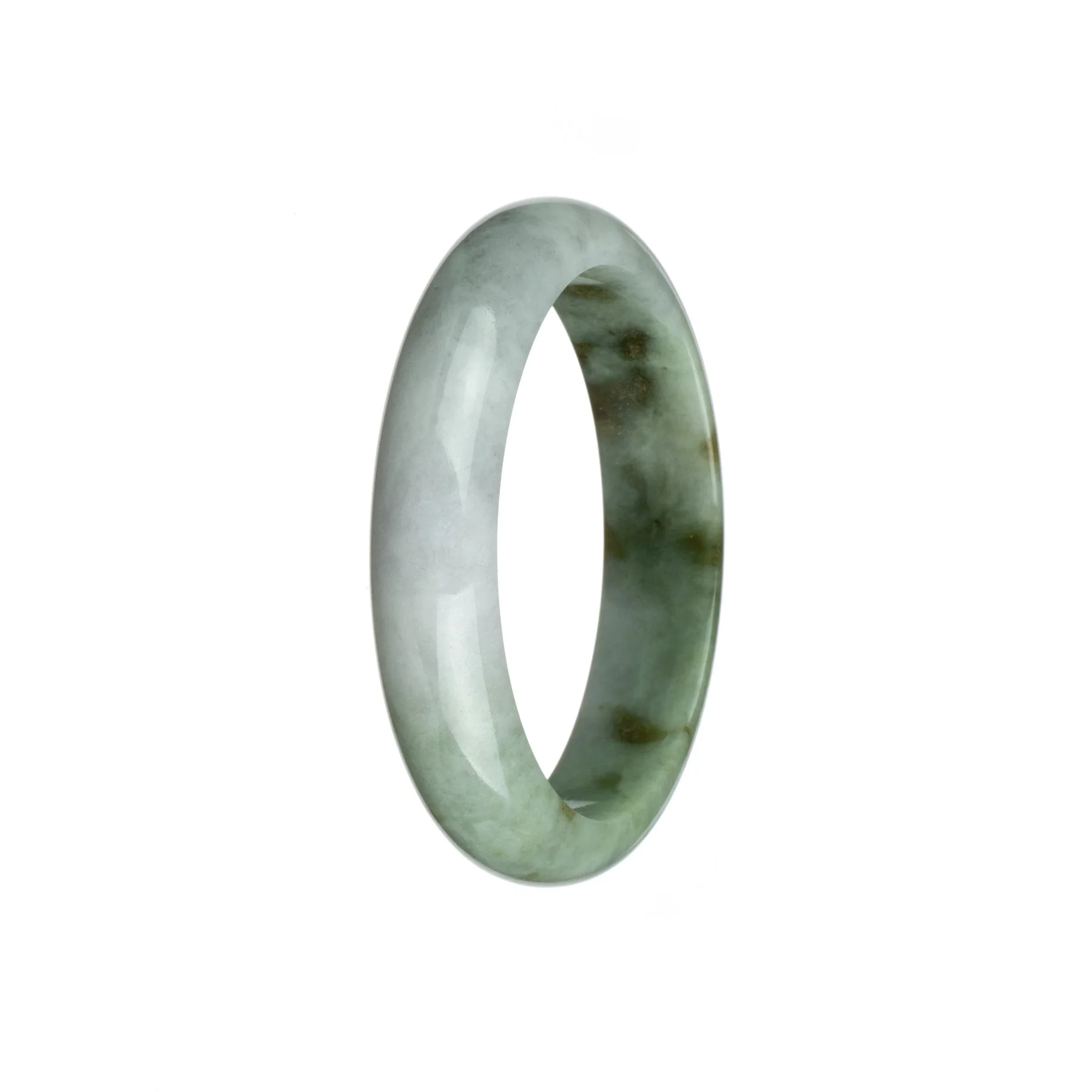 Real Grade A White with Green Burmese Jade Bangle - 56mm Half Moon - Image 3