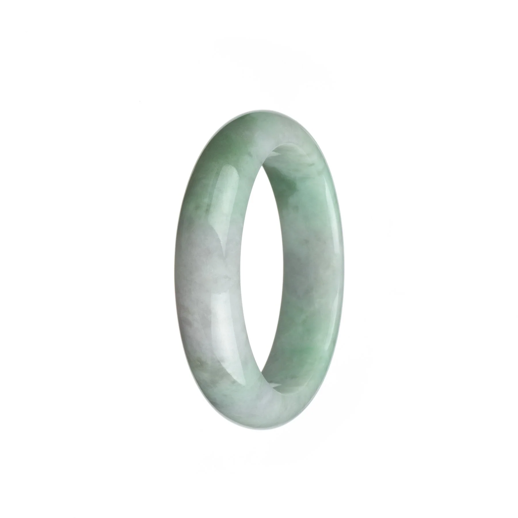 Genuine Natural Lavender with Light Green Burmese Jade Bracelet - 52mm Half Moon
