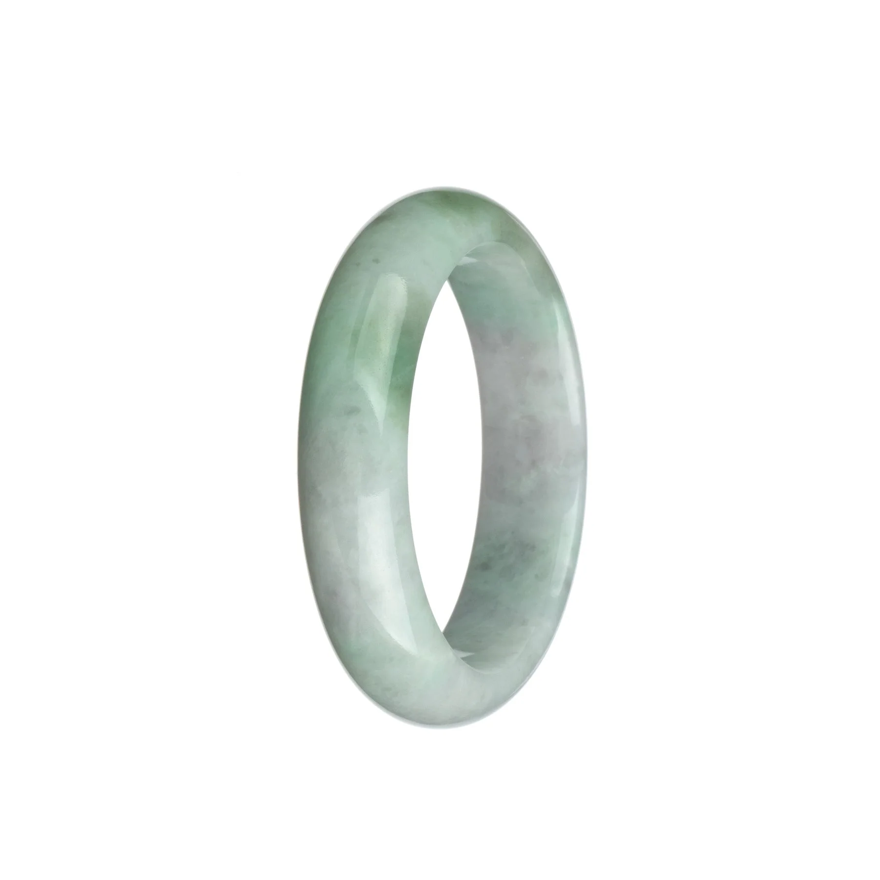 Genuine Natural Lavender with Light Green Burmese Jade Bracelet - 52mm Half Moon - Image 2