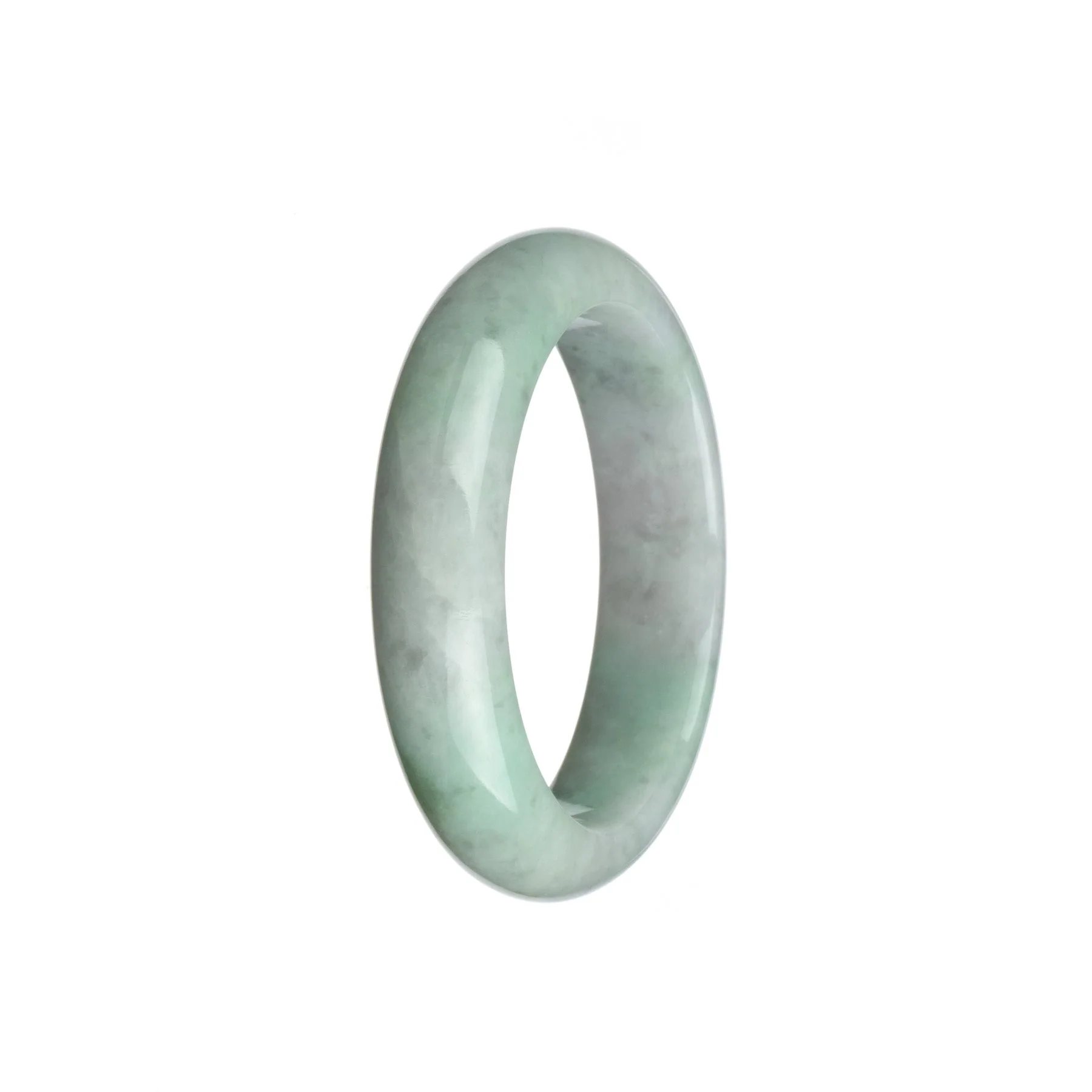 Genuine Natural Lavender with Light Green Burmese Jade Bracelet - 52mm Half Moon - Image 3