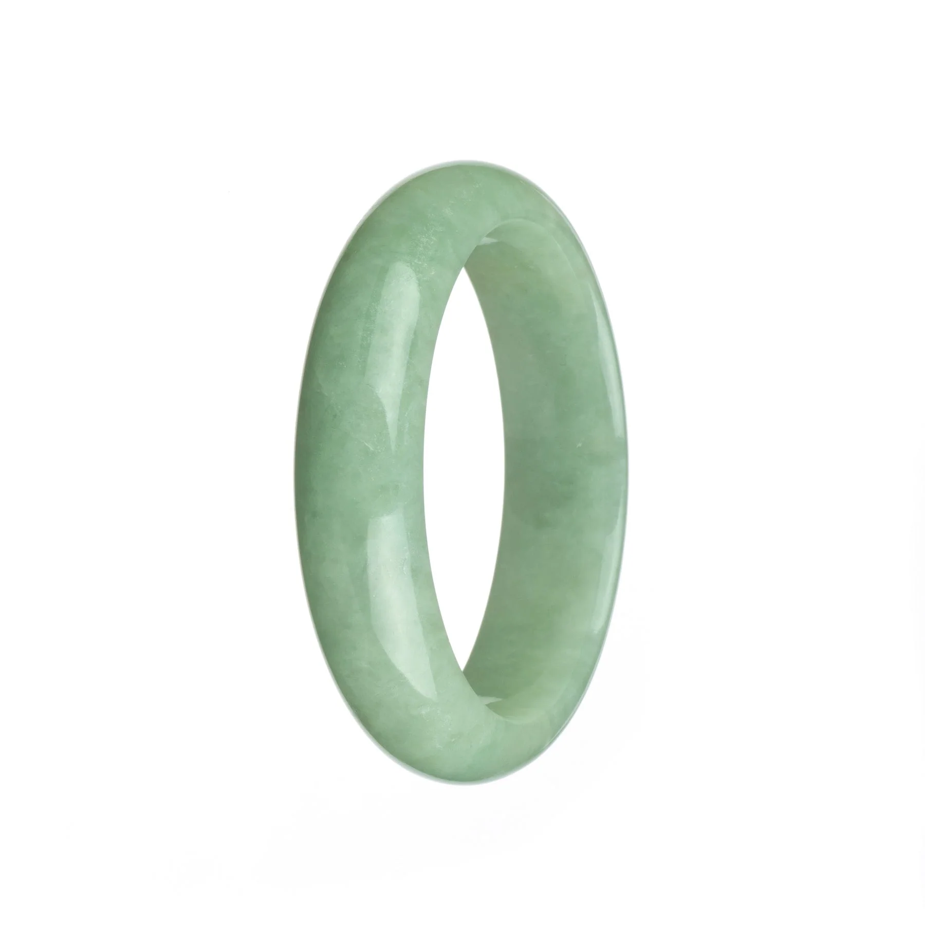 Genuine Untreated Light Green Jadeite Bangle - 58mm Half Moon - Image 3