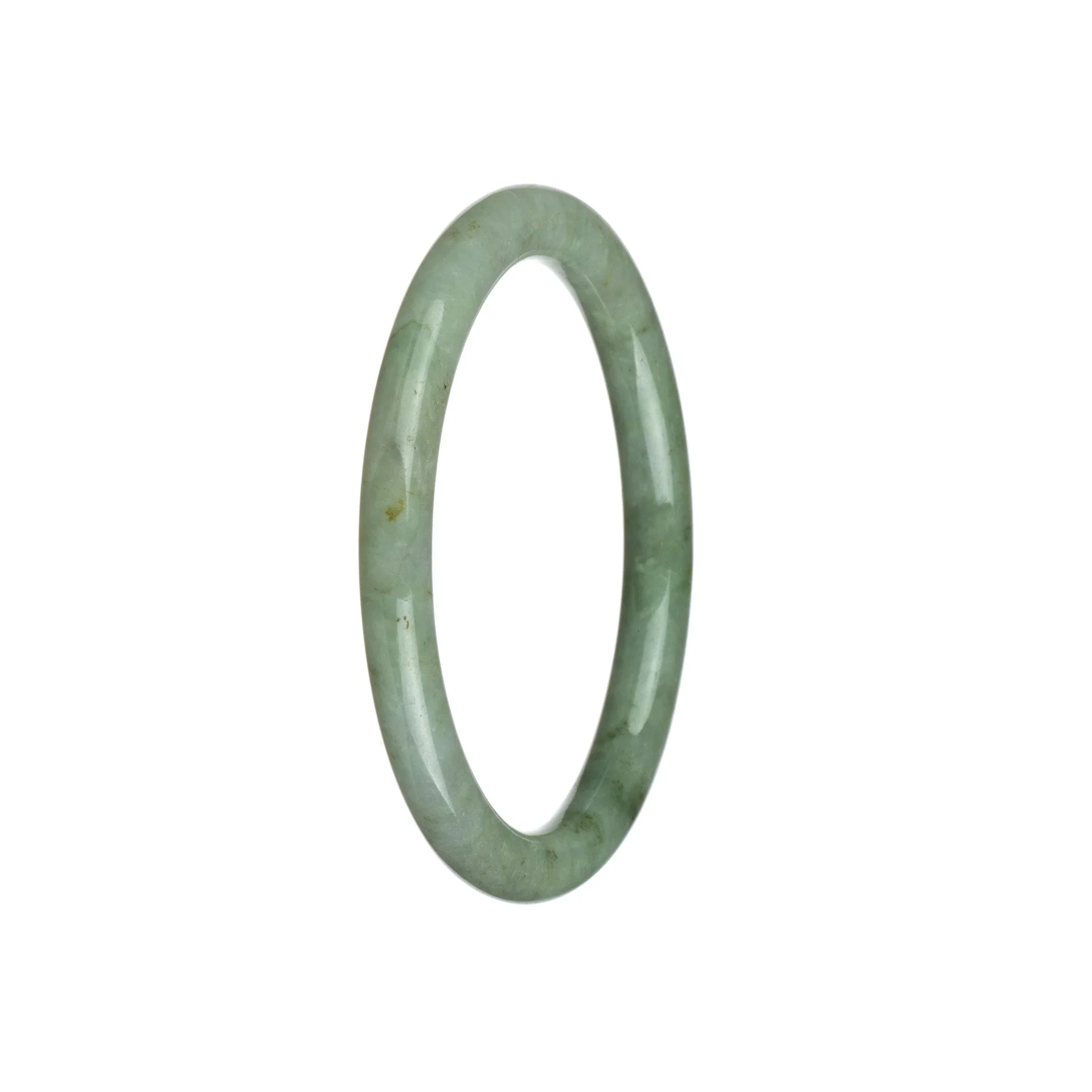 Genuine Grade A Grey with Green Traditional Jade Bracelet - 59mm Petite Round