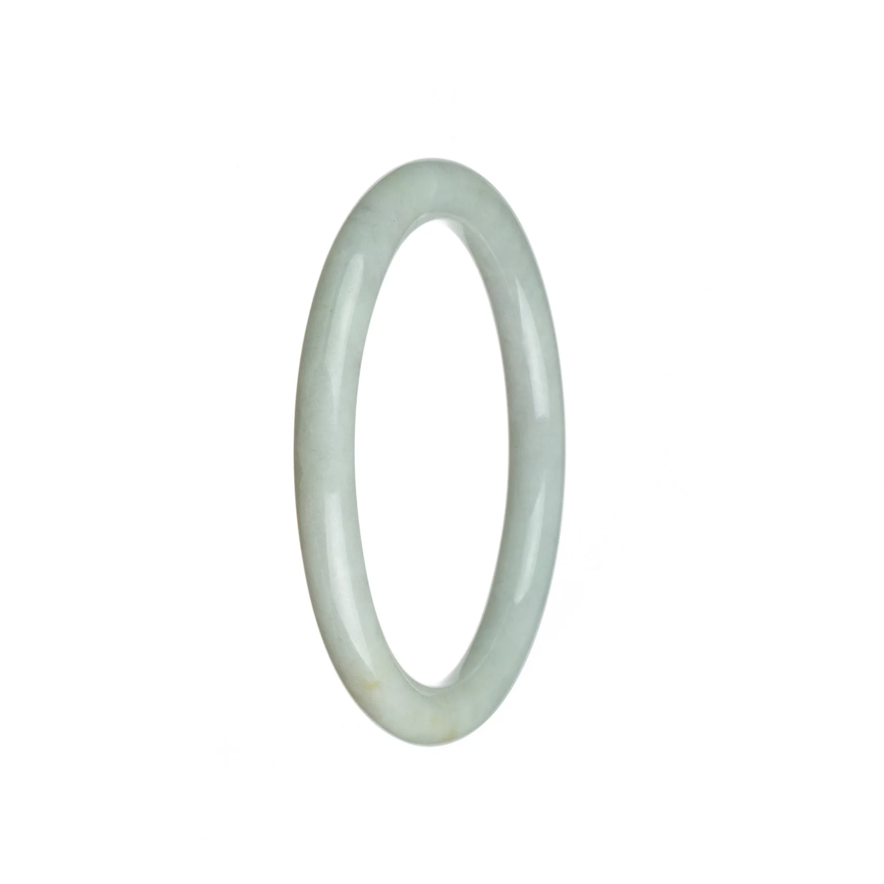 Certified Grade A White Traditional Jade Bangle - 59mm Petite Round