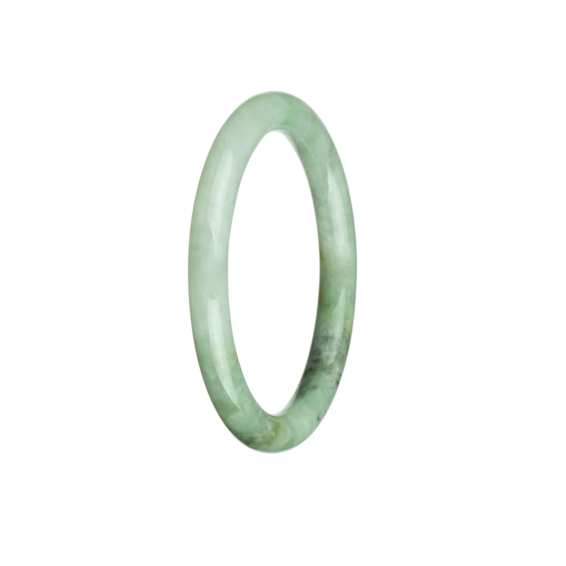 Genuine Untreated Light green pattern Jadeite Jade Bangle - 56mm Petite Round - Image 3