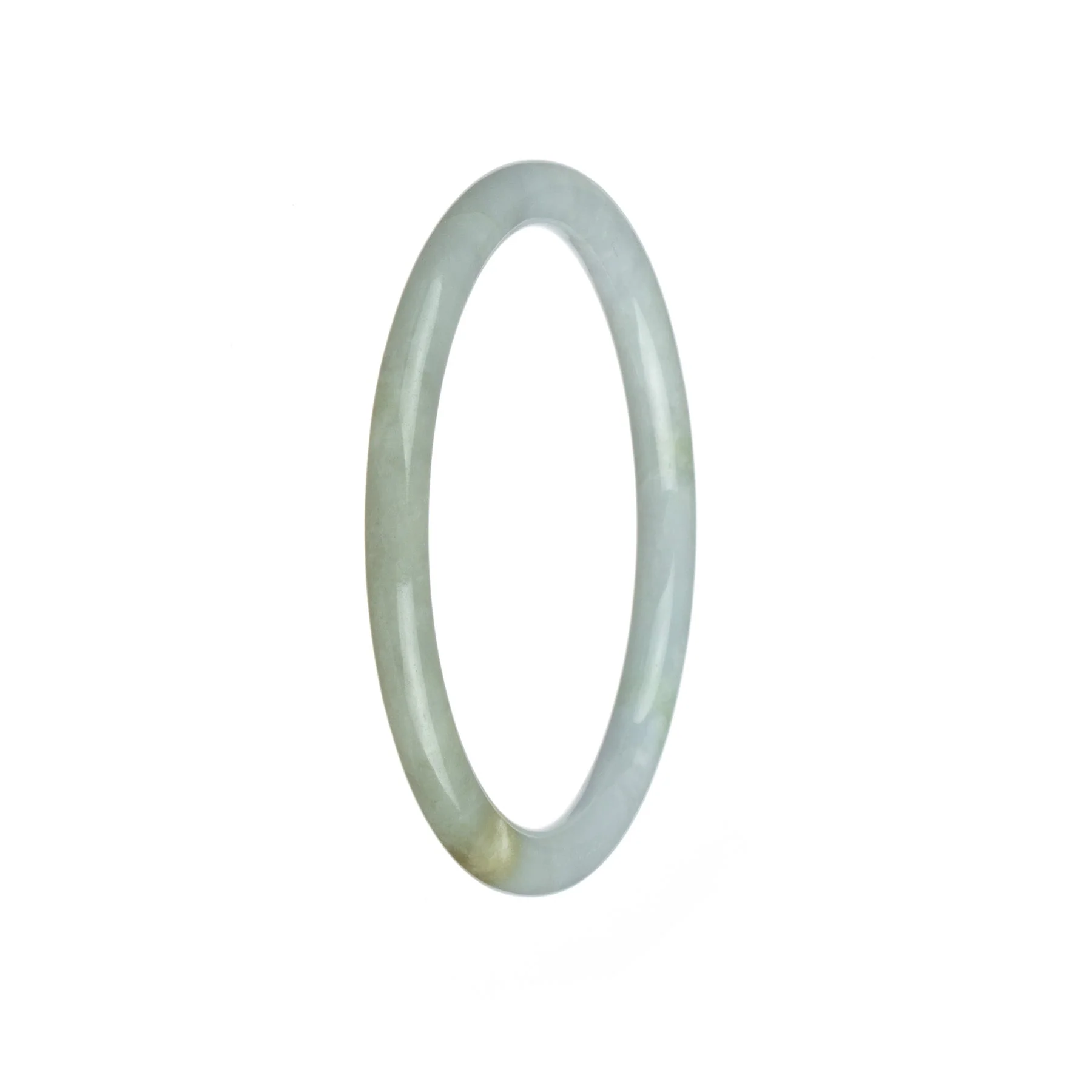 Real Grade A White and Lavender Jadeite Bangle - 63mm Petite Round - Image 2