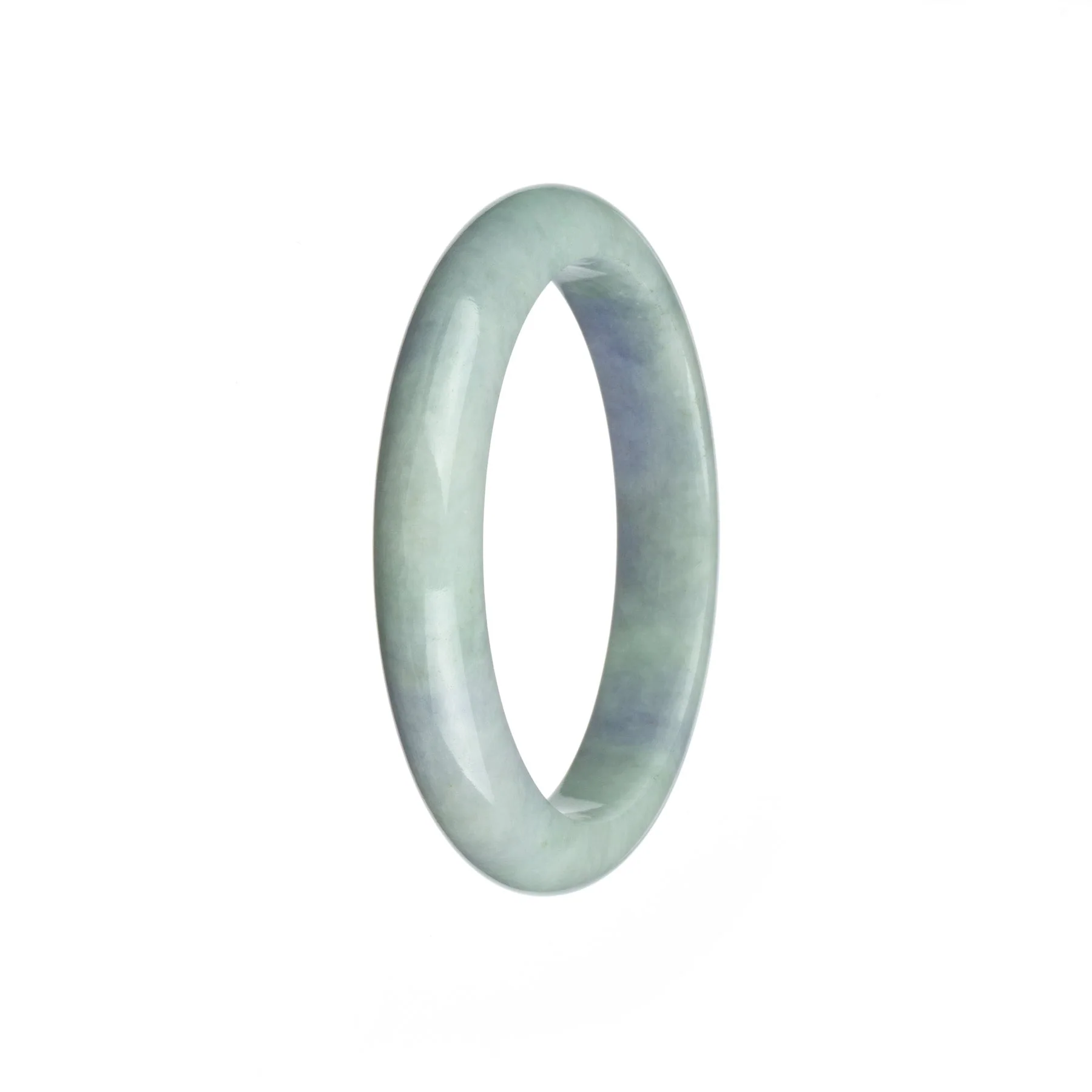 Real Grade A Lavender Traditional Jade Bracelet - 57mm Semi Round