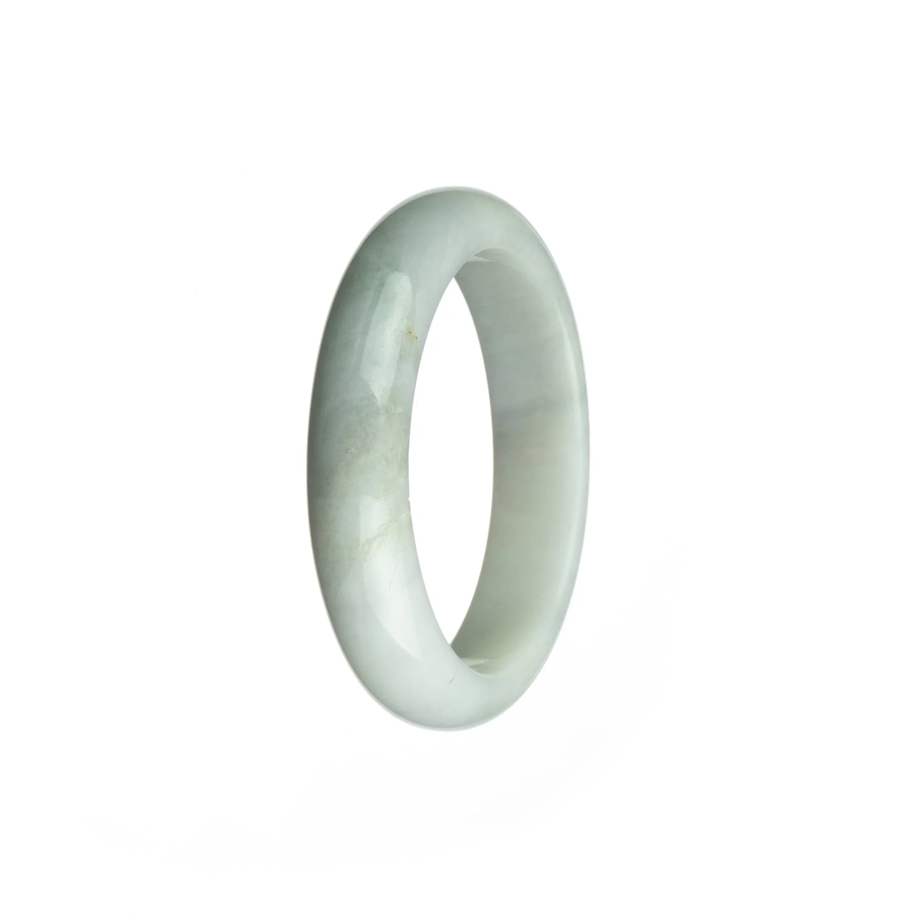 Real Grade A White Traditional Jade Bangle Bracelet - 51mm Half Moon