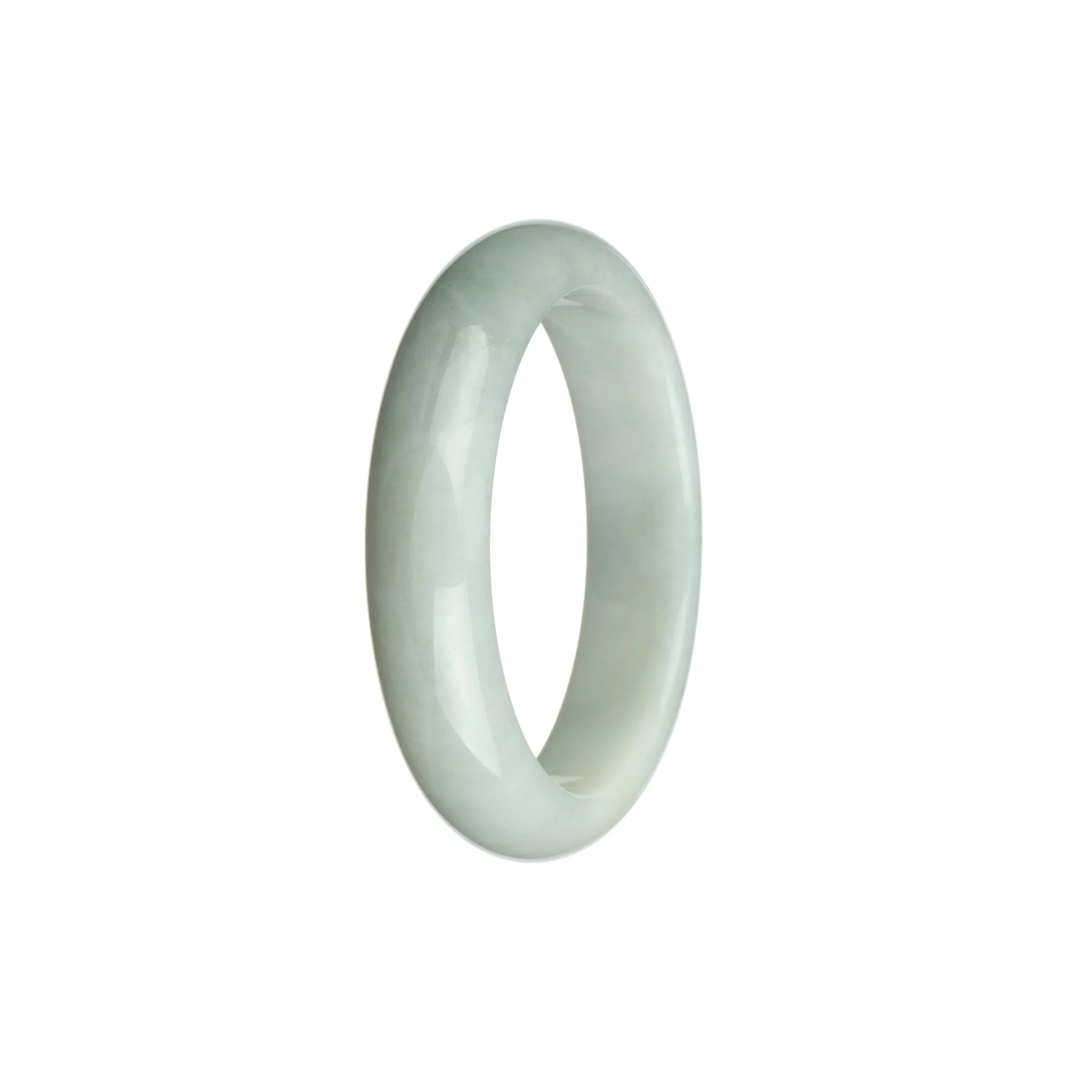 Real Grade A White Traditional Jade Bangle Bracelet - 51mm Half Moon - Image 2