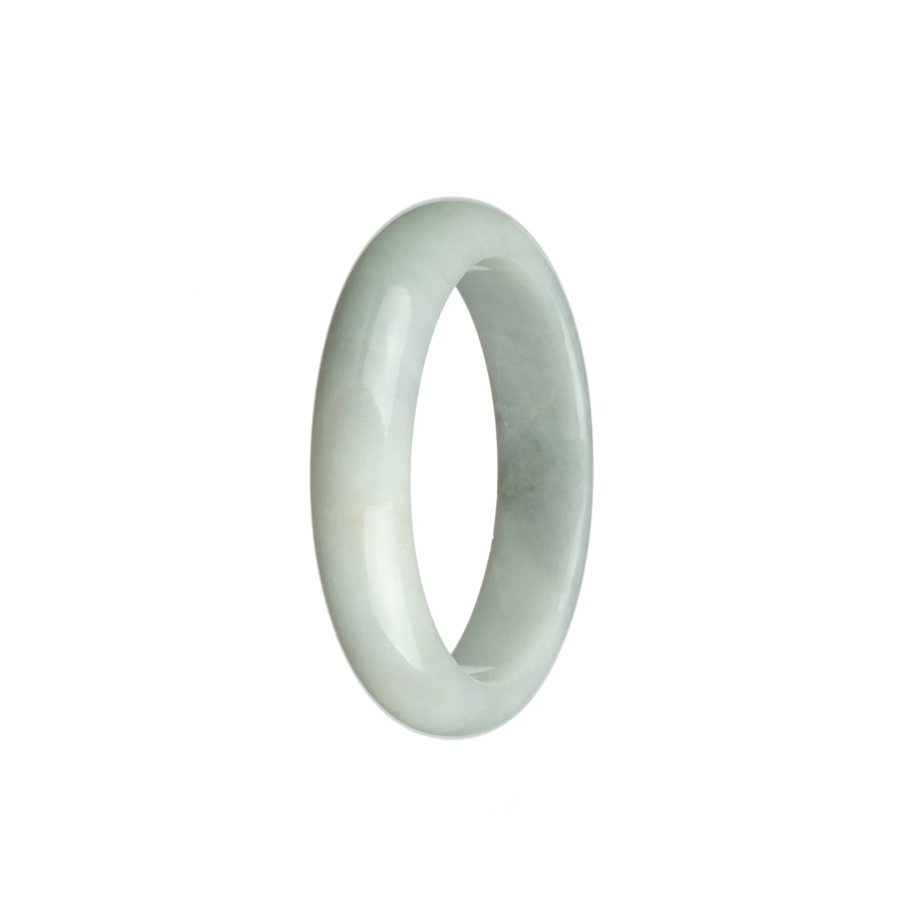 Real Grade A White Traditional Jade Bangle Bracelet - 51mm Half Moon - Image 3