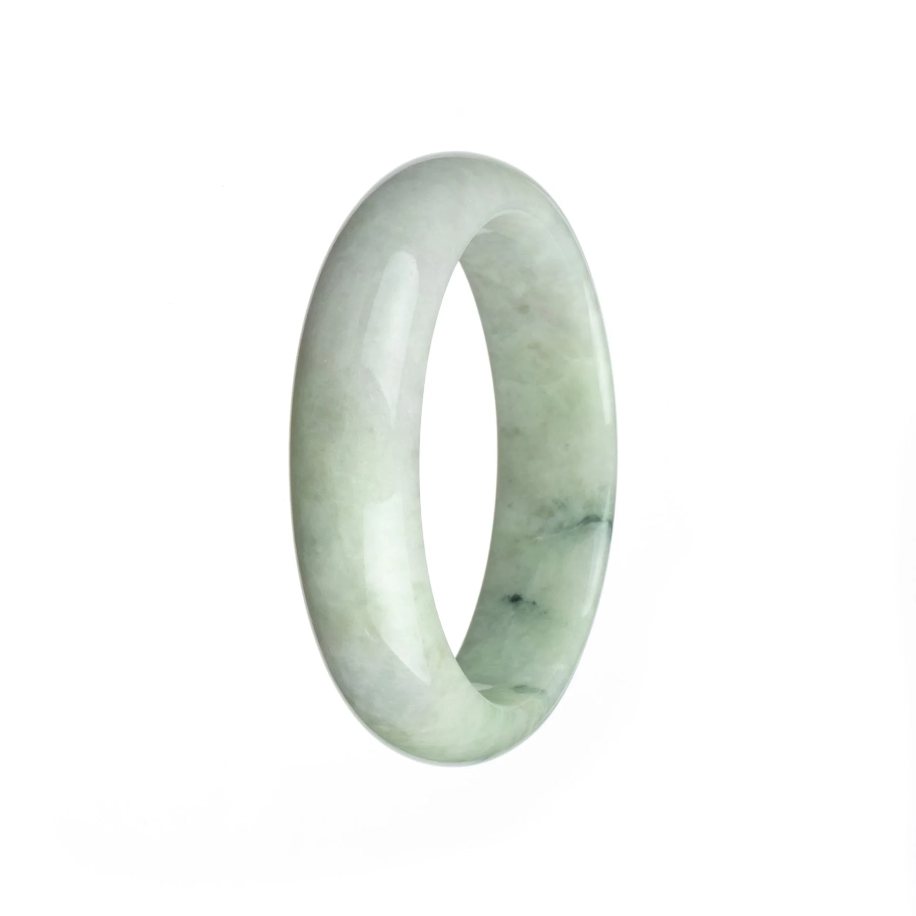Authentic Untreated White Jade Bangle Bracelet - 59mm Half Moon