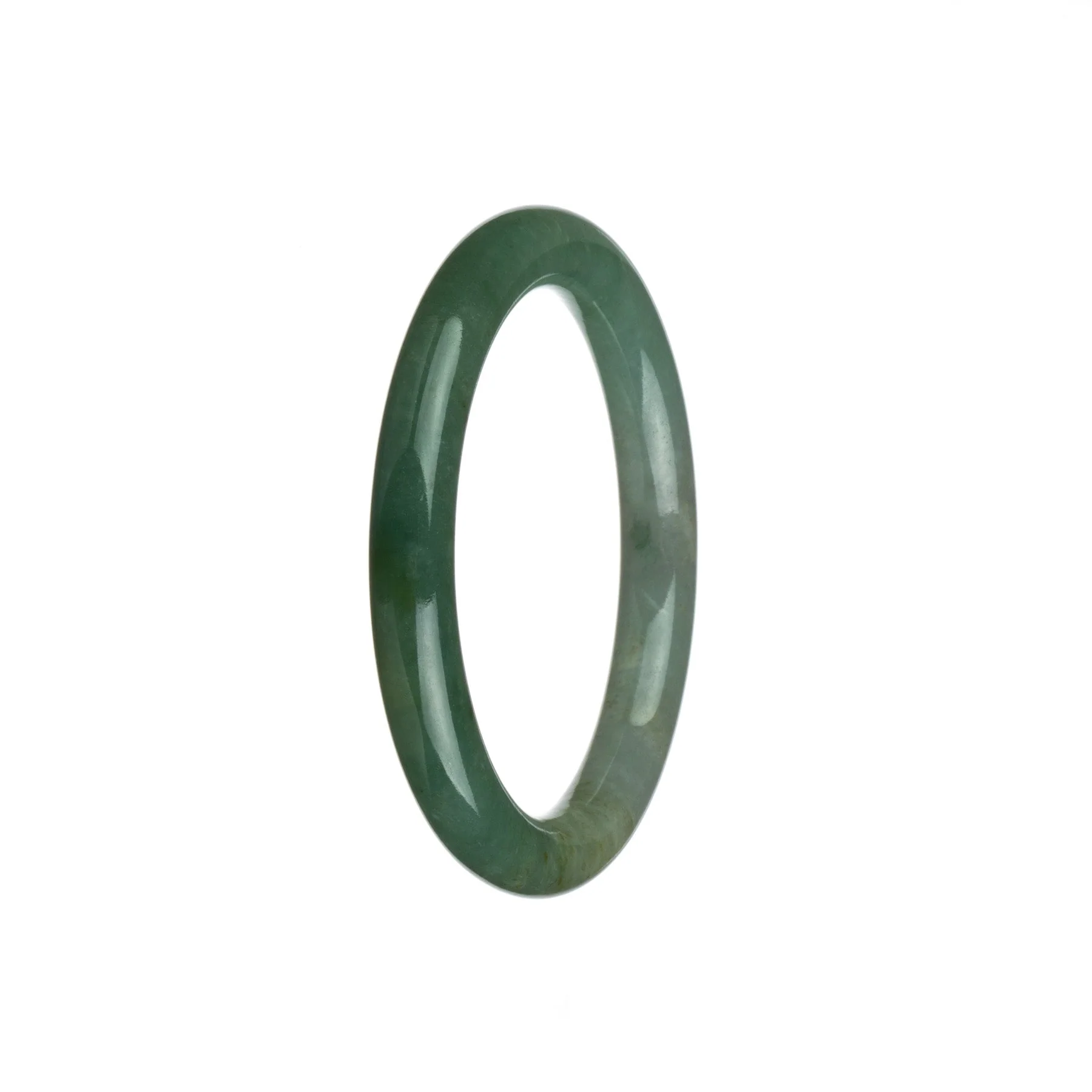 Certified Grade A Green and White Jadeite Jade Bracelet - 54mm Petite Round - Image 2