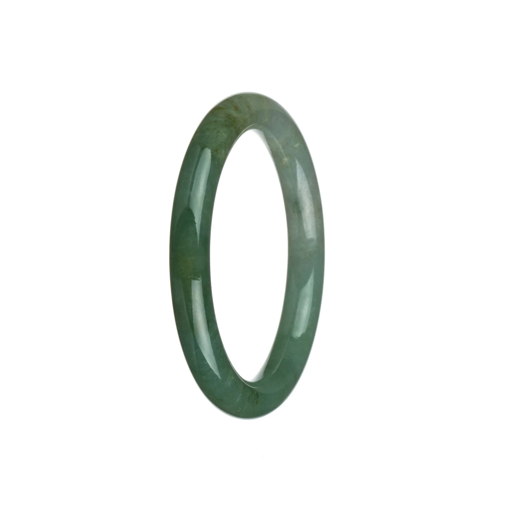 Certified Grade A Green and White Jadeite Jade Bracelet - 54mm Petite Round - Image 3