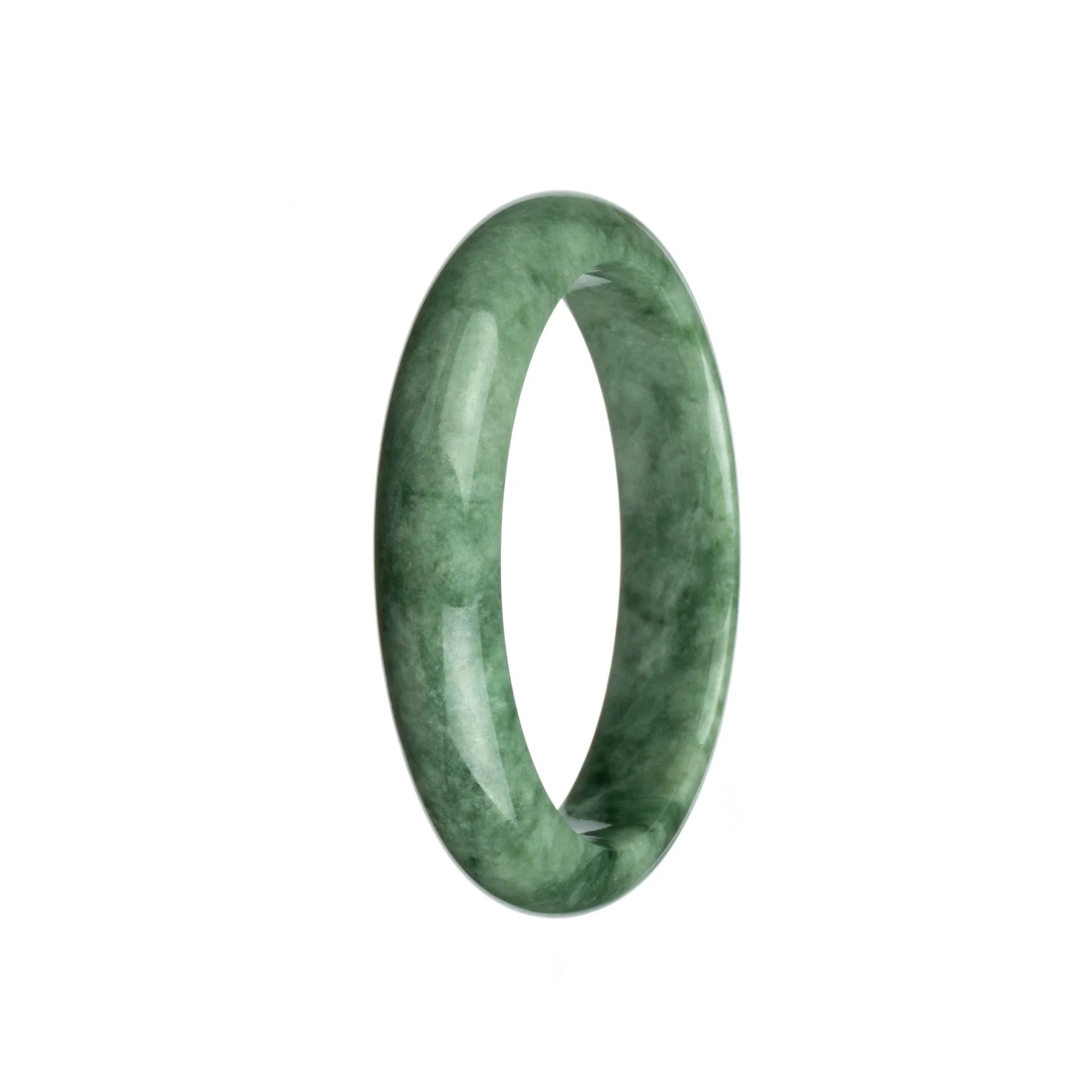 Genuine Natural Green Pattern Jadeite Jade Bracelet - 59mm Half Moon - Image 2