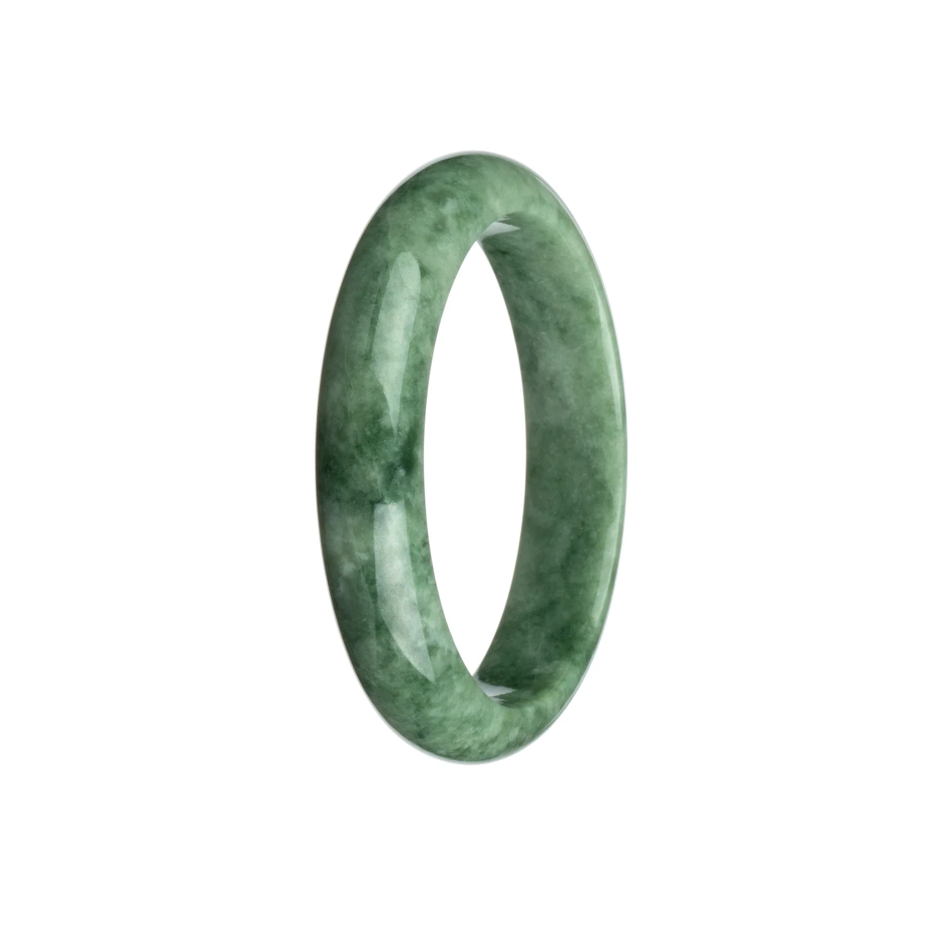 Genuine Natural Green Pattern Jadeite Jade Bracelet - 59mm Half Moon - Image 3