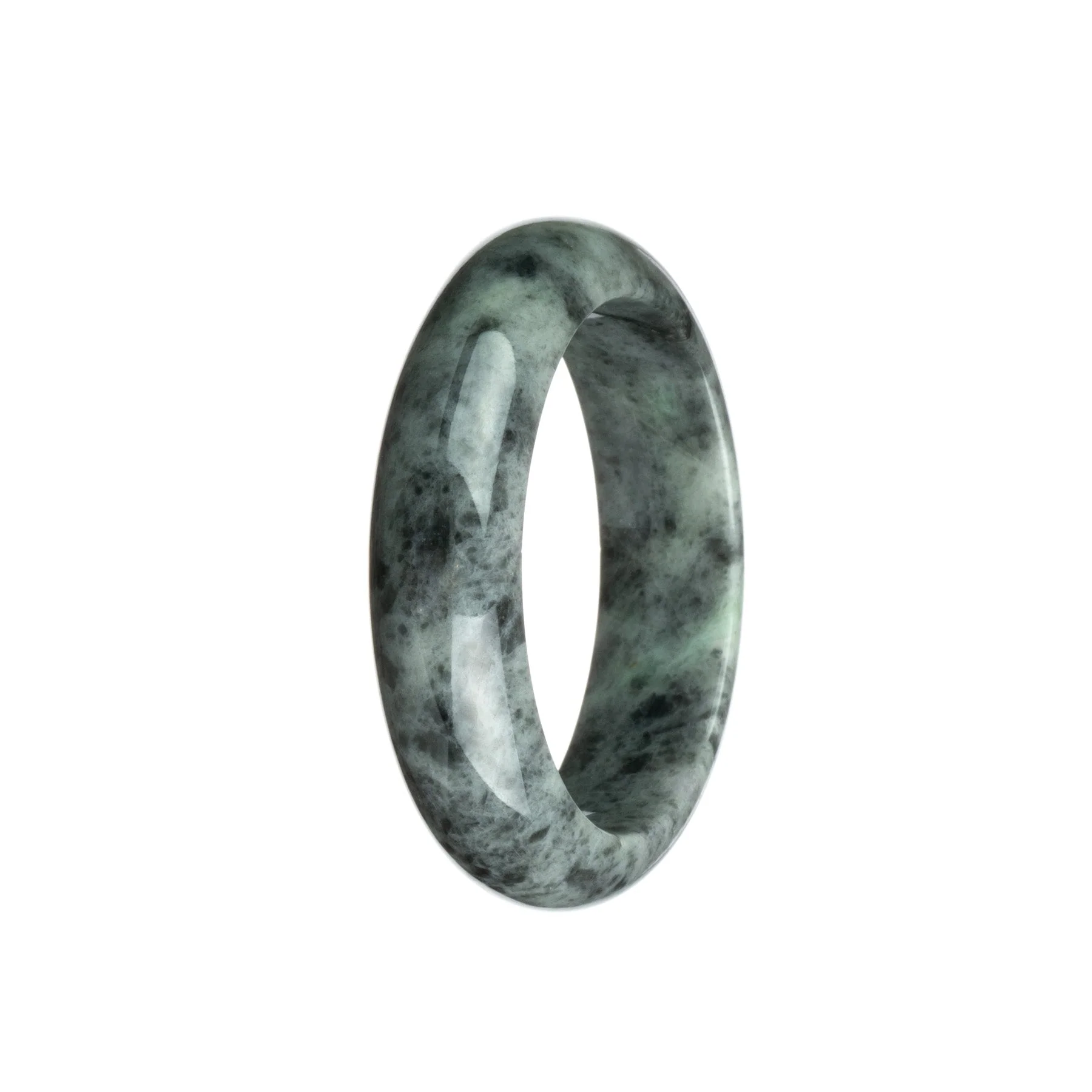 Real Untreated Grey Pattern Jadeite Bangle - 54mm Half Moon