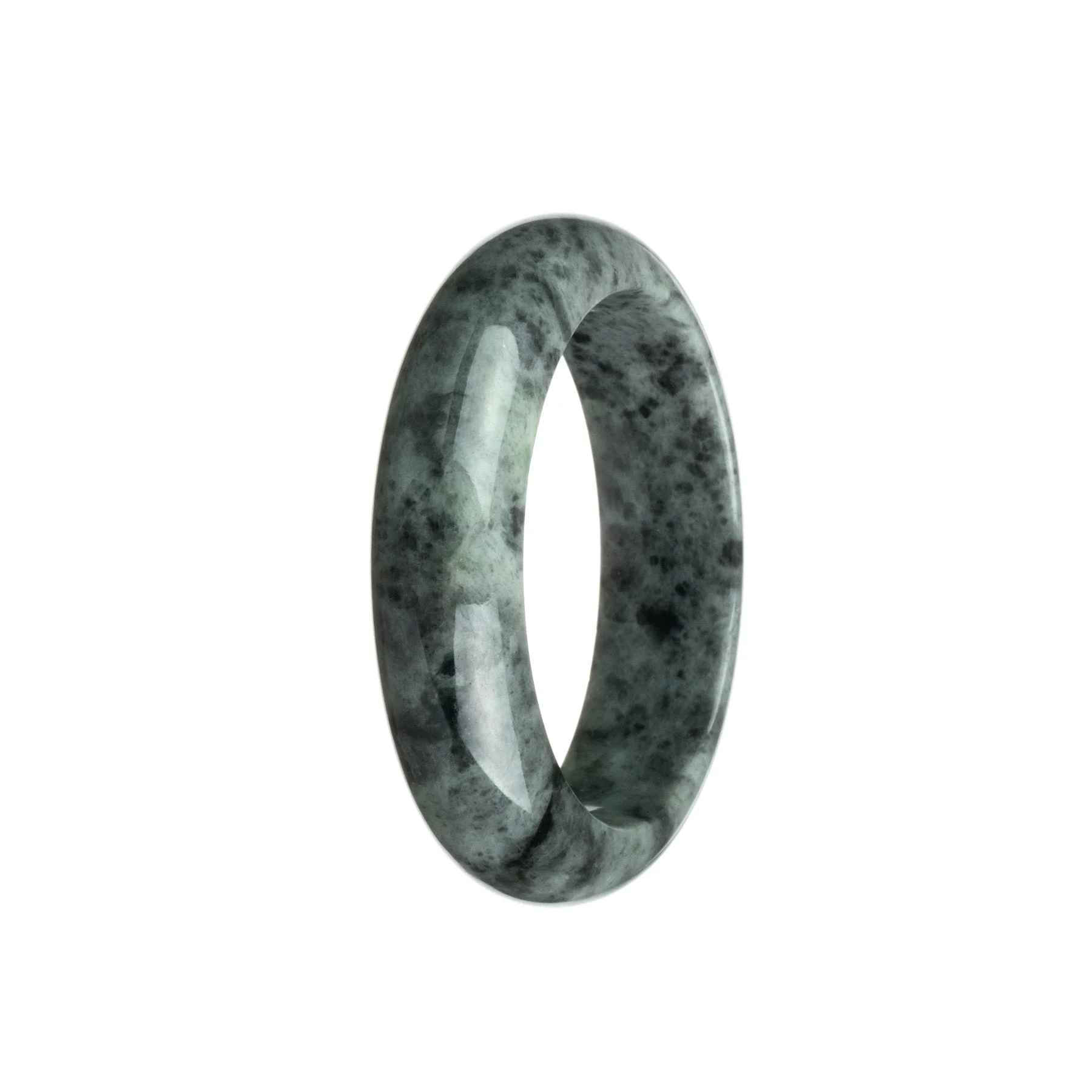 Real Untreated Grey Pattern Jadeite Bangle - 54mm Half Moon - Image 3