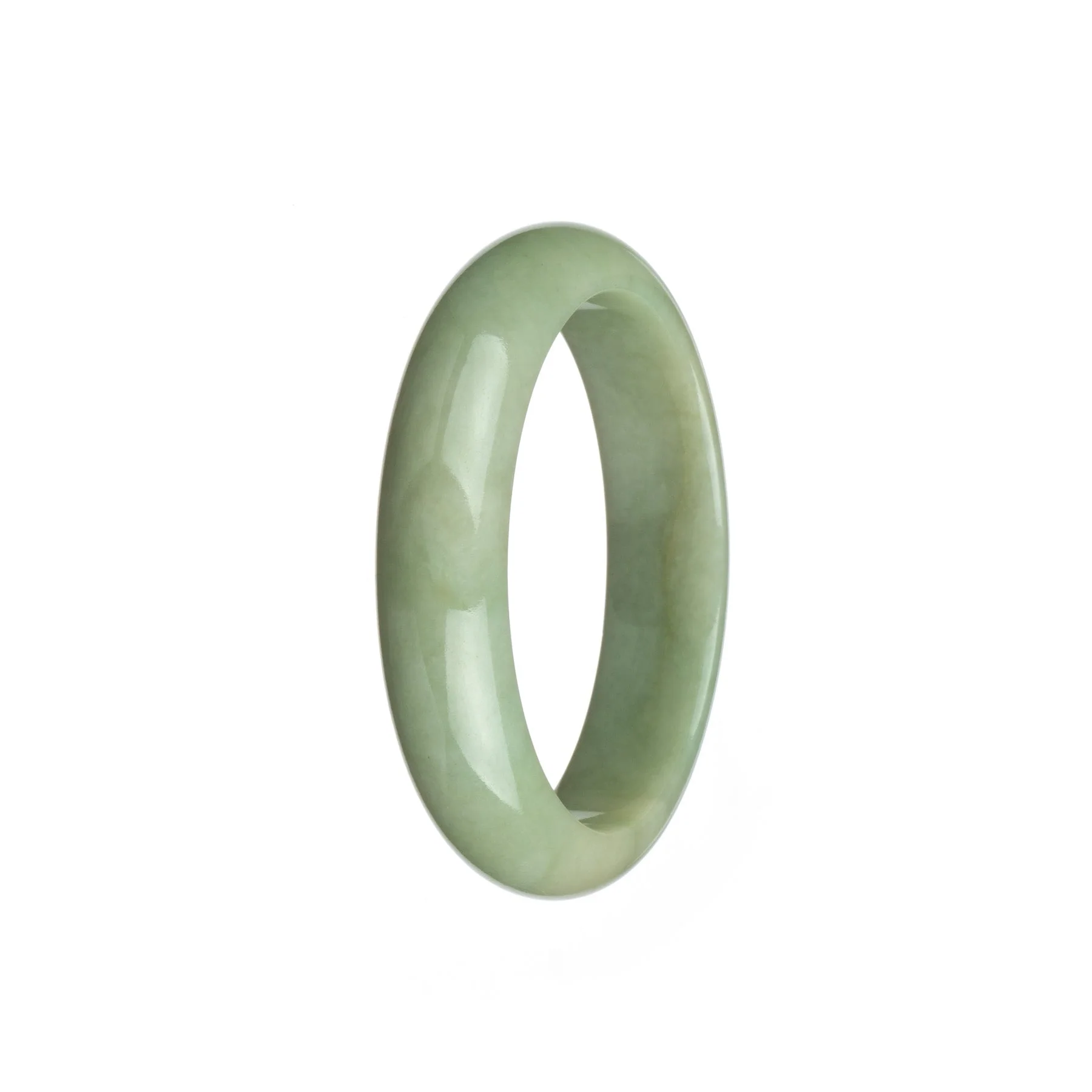 Genuine Grade A Off White Jadeite Jade Bangle Bracelet - 55mm Half Moon - Image 2