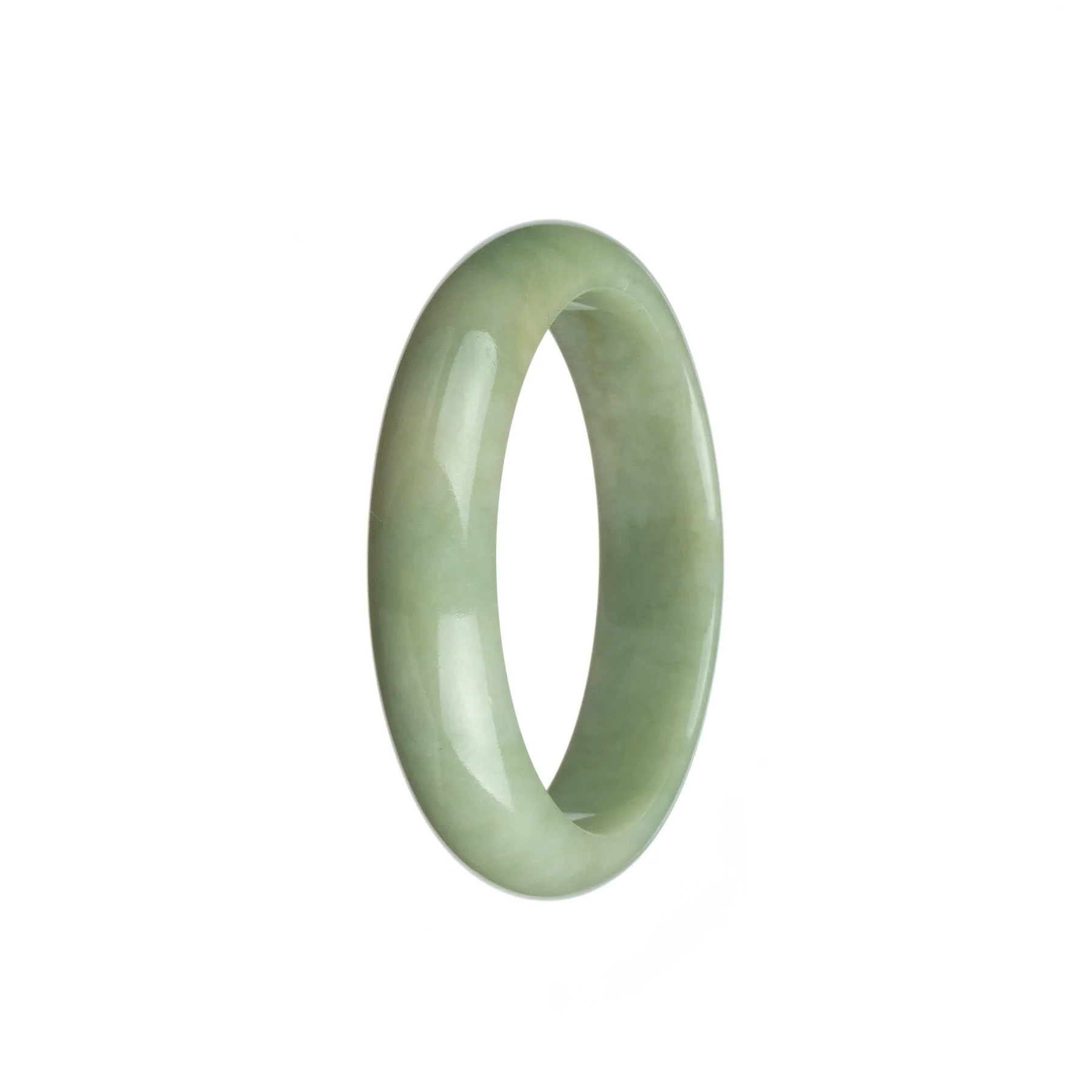 Genuine Grade A Off White Jadeite Jade Bangle Bracelet - 55mm Half Moon - Image 3