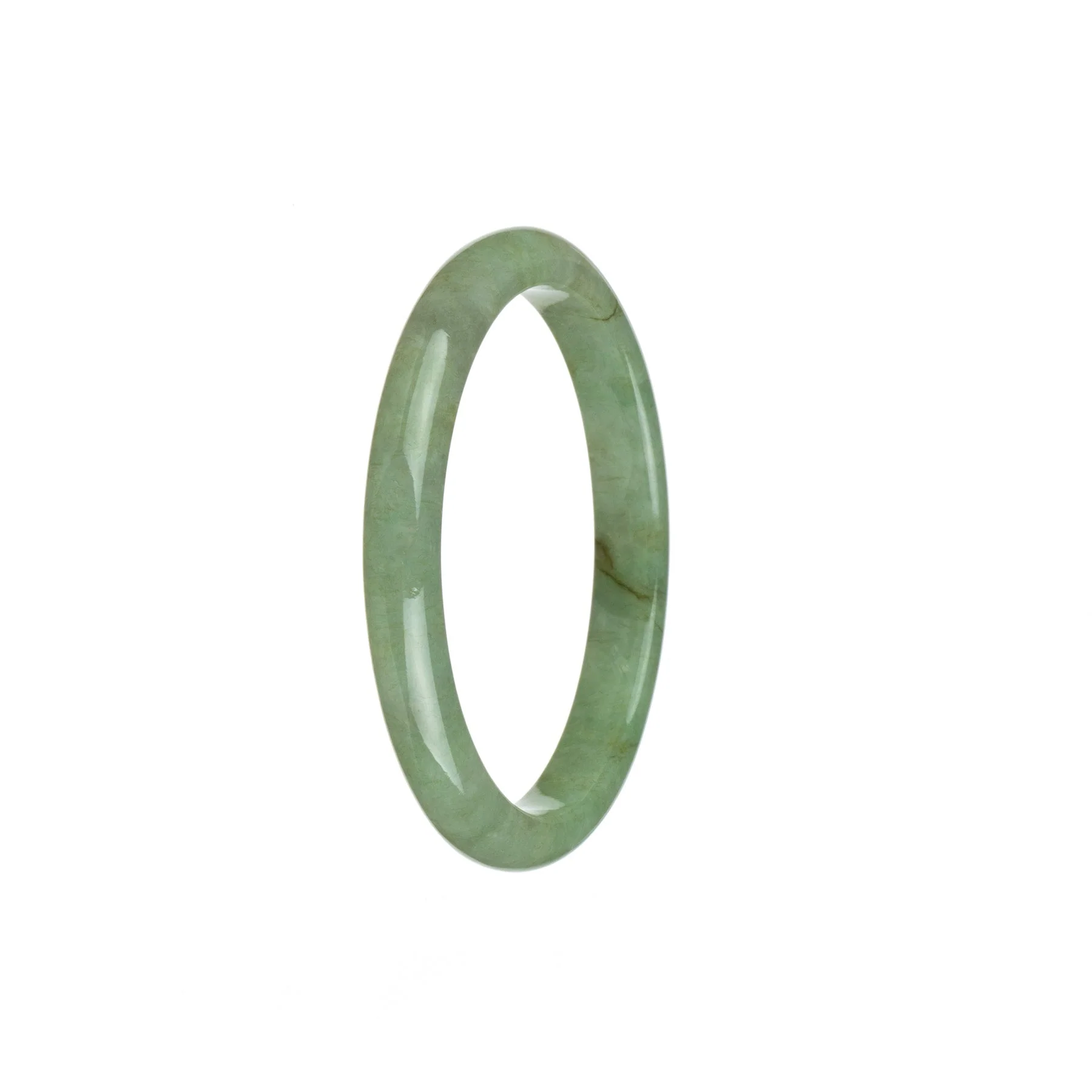 Certified Natural Light Green Jadeite Bangle Bracelet - 54mm Semi Round - Image 3