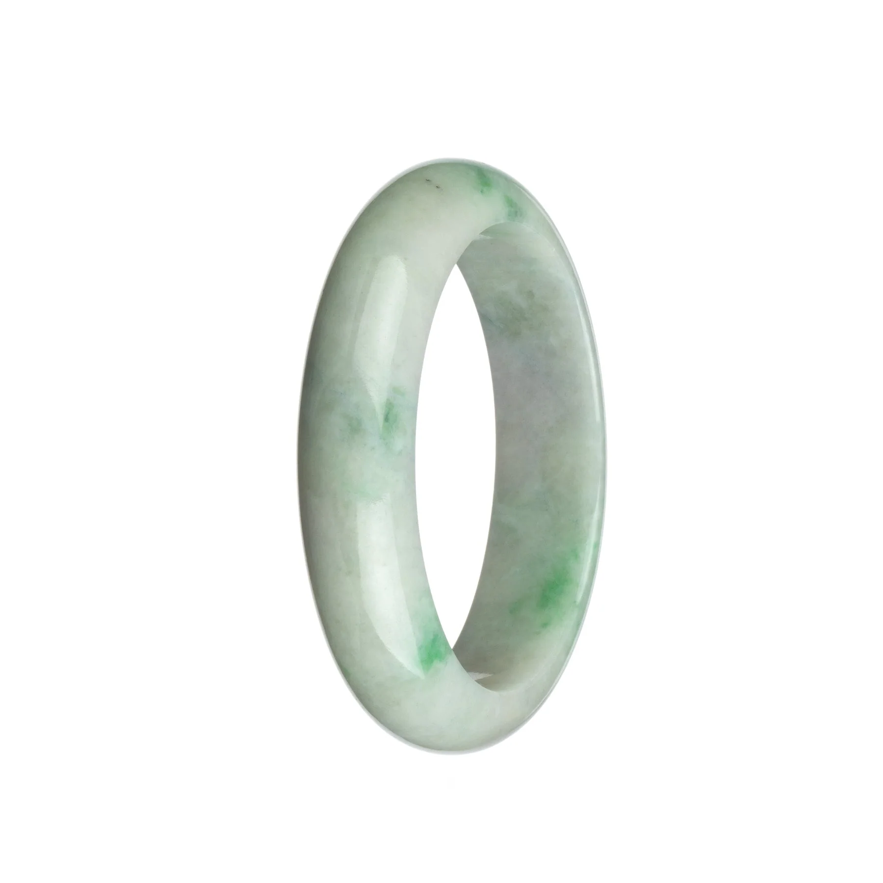 Real Grade A White with Apple Green Traditional Jade Bracelet - 58mm Half Moon