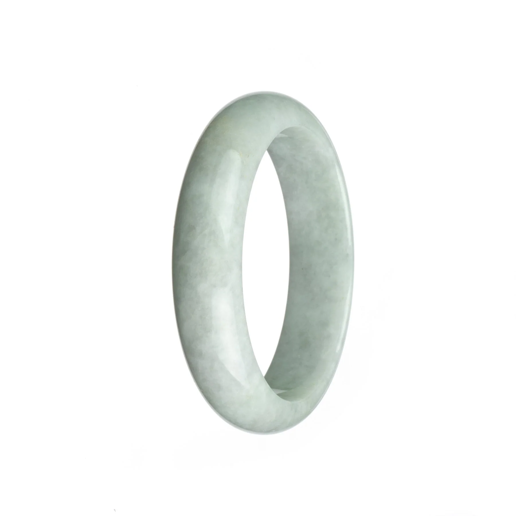 Authentic Type A White Jade Bangle - 58mm Half Moon
