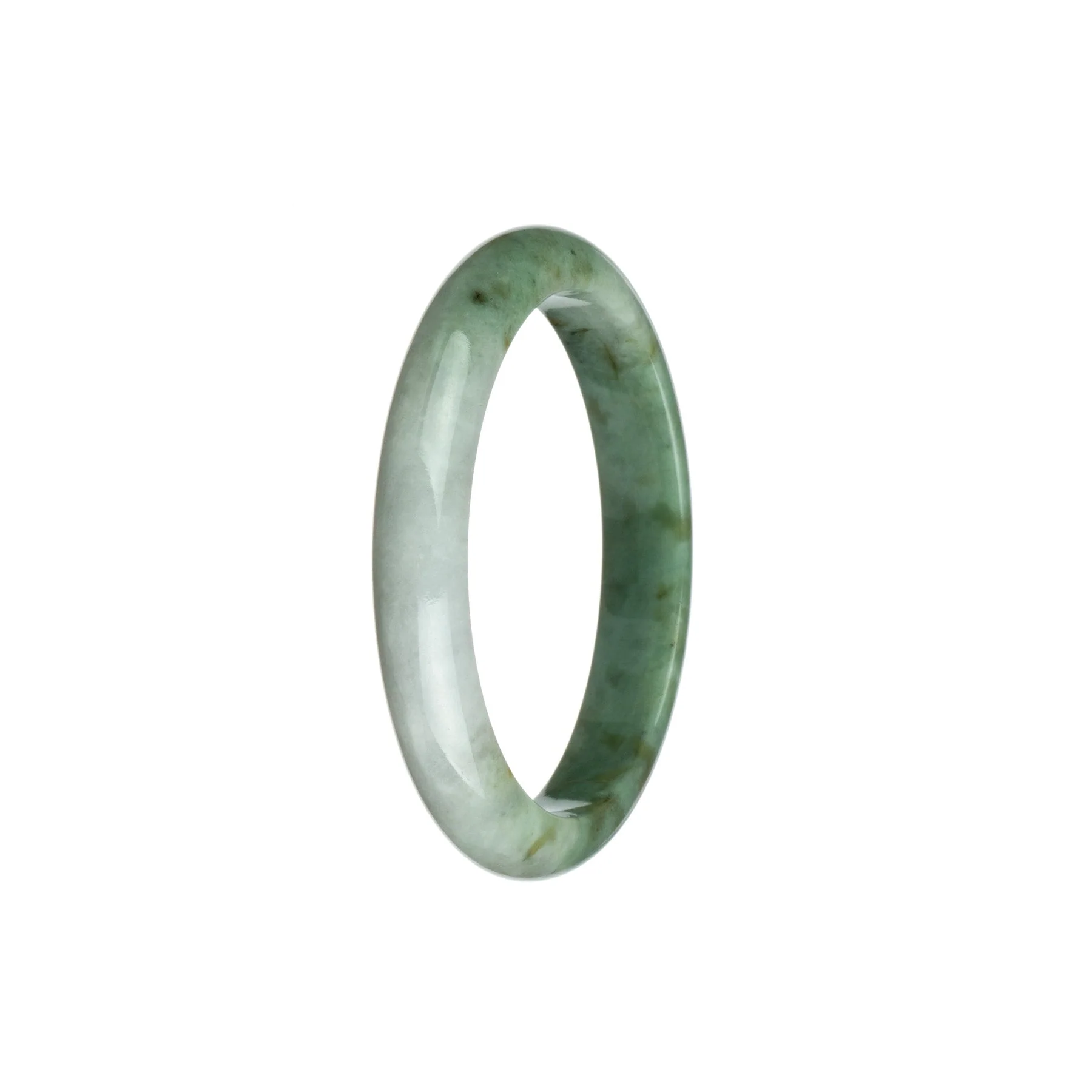 Genuine Grade A Green and White Jadeite Bracelet - 54mm Petite Round