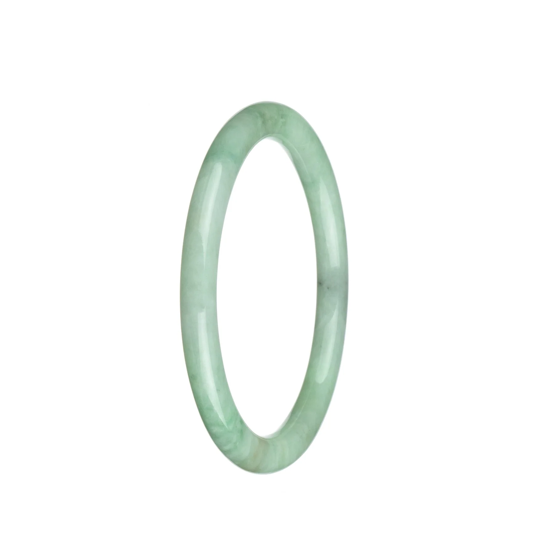 Genuine Grade A Light Green Jadeite Bangle - 60mm Petite Round