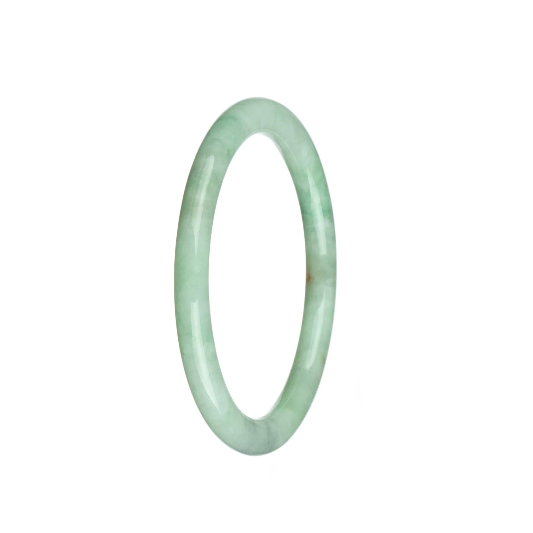 Genuine Grade A Light Green Jadeite Bangle - 60mm Petite Round - Image 2