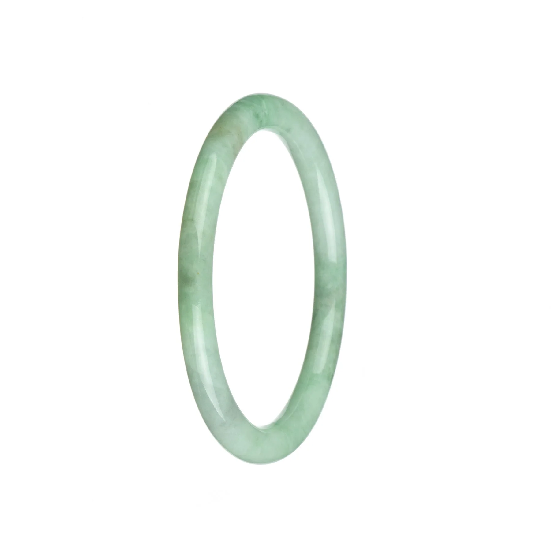 Genuine Grade A Light Green Jadeite Bangle - 60mm Petite Round - Image 3