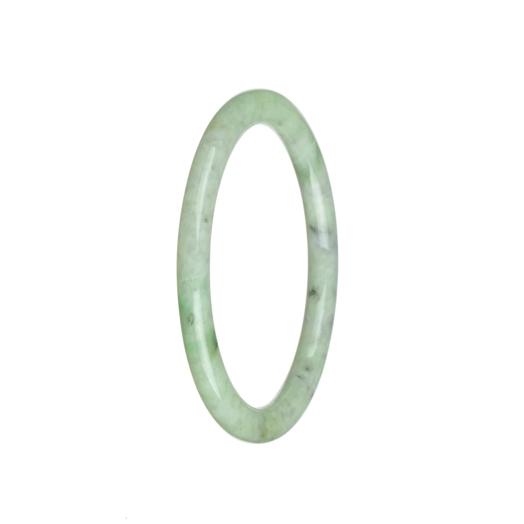 Genuine Grade A Light Green Burma Jade Bangle - 60mm Petite Round